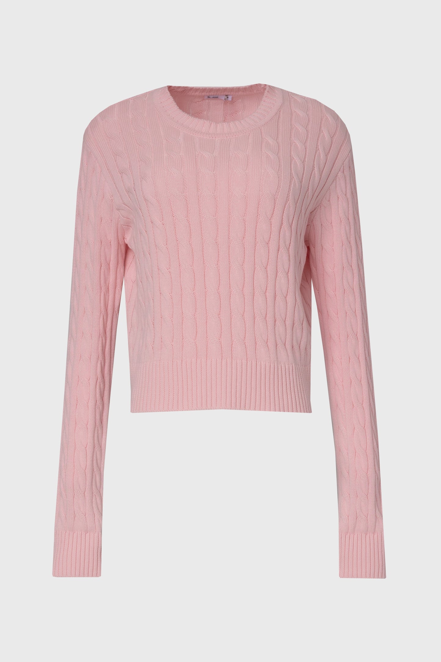 Light Pink Round Neck Cable Knit Sweater
