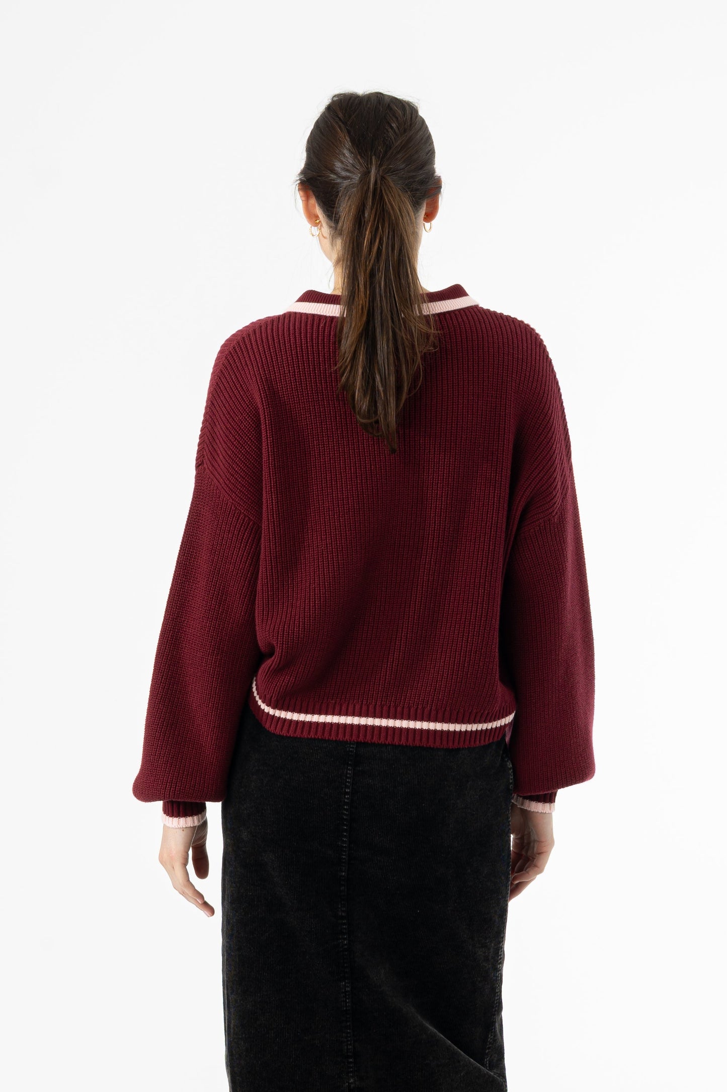 Burgundy Collar Knit Sweater