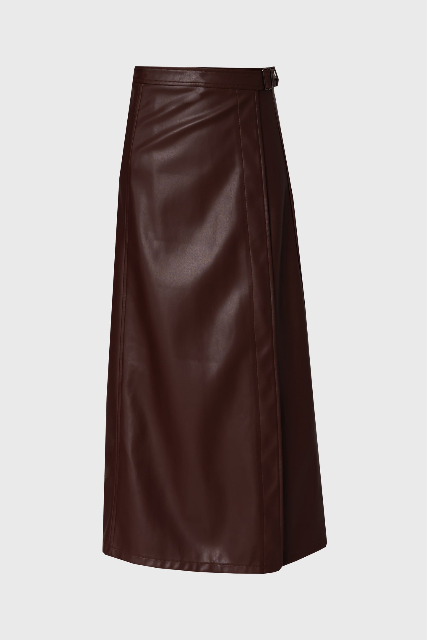 Burgundy Wrap Vegan Leather Maxi Skirt