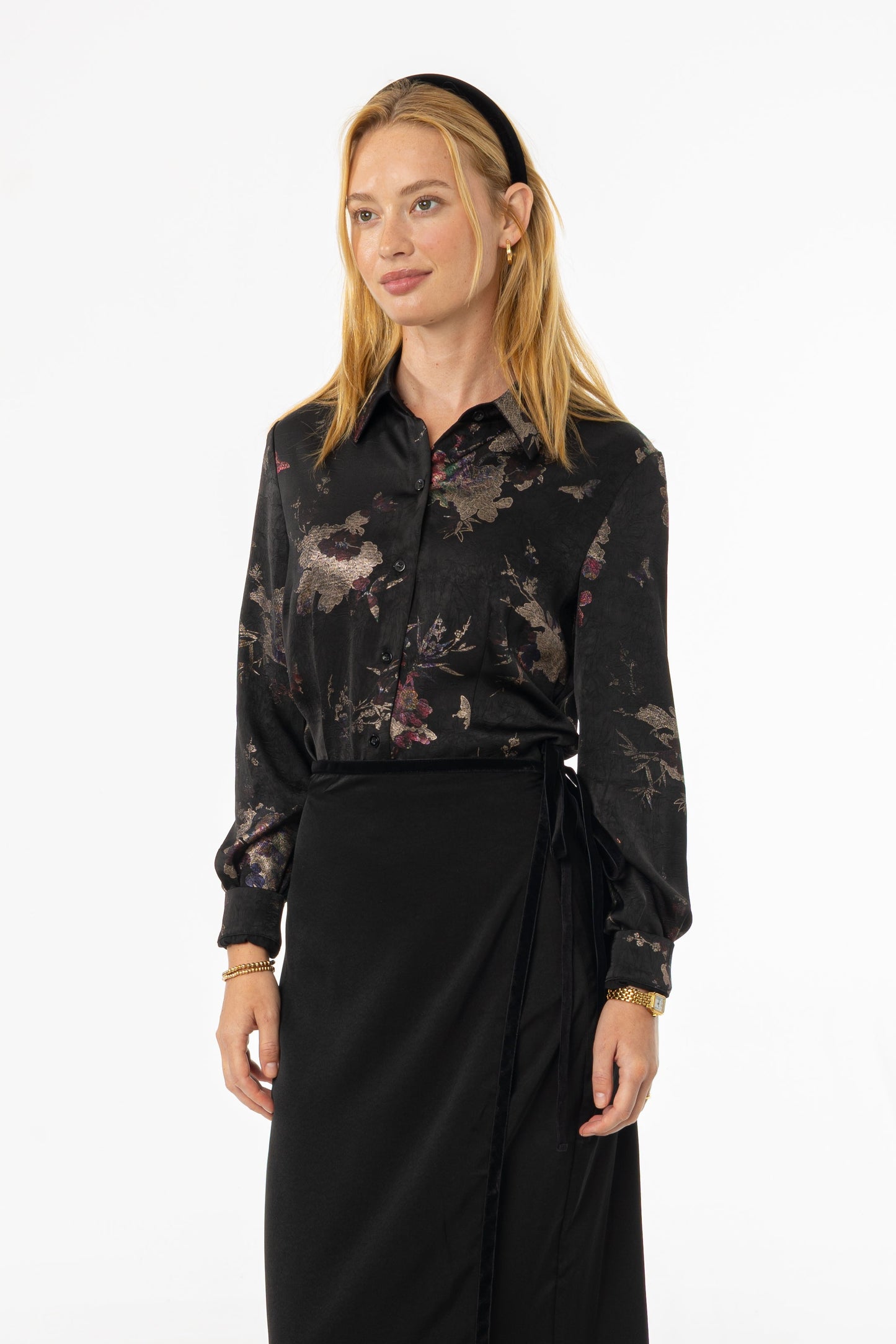 Metallic Floral Printed Blouse