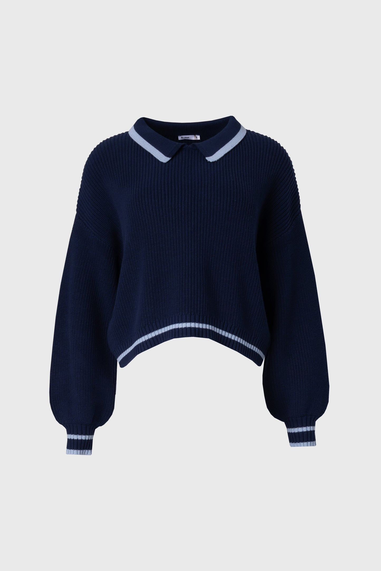 Navy Collar Knit Sweater