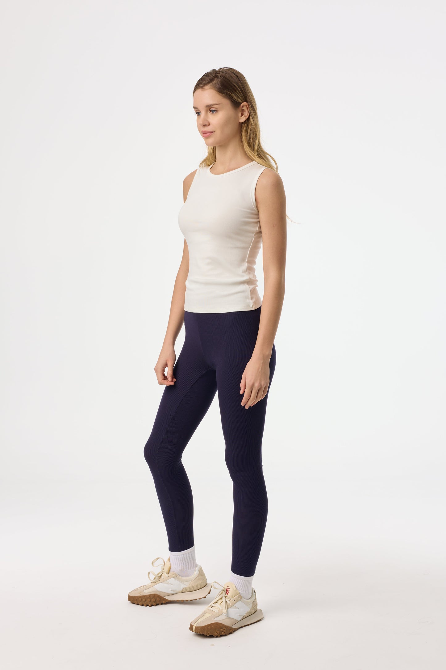 Navy Ribbed Leggings