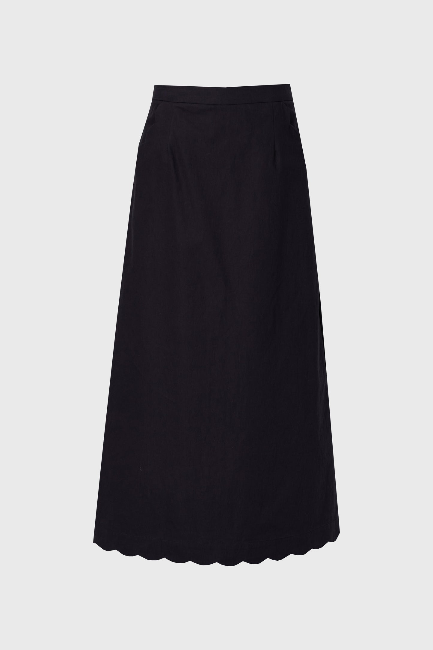 Navy Scalloped Maxi Skirt