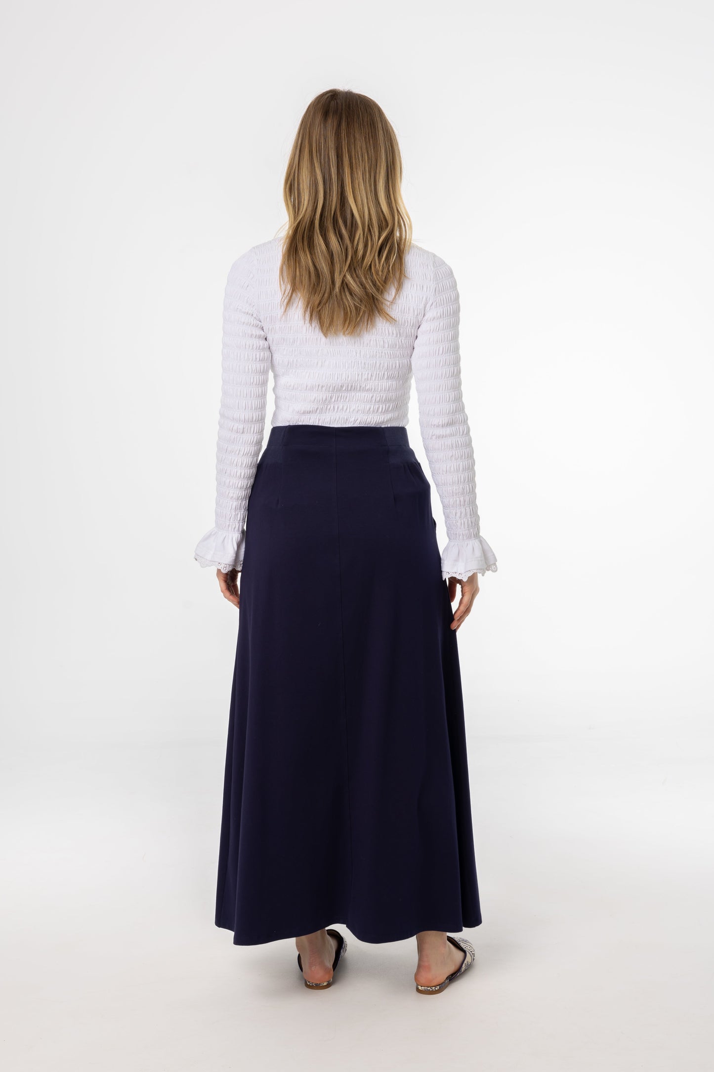 Navy Soft Stretch Maxi Skirt