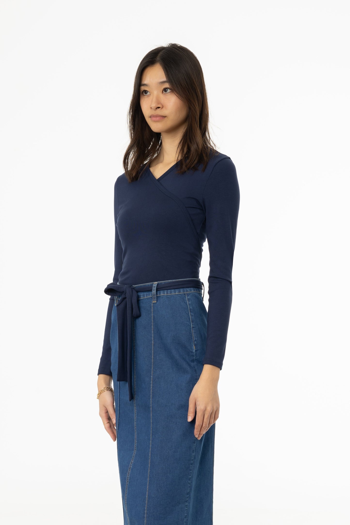 Navy Solid Wrap T-Shirt