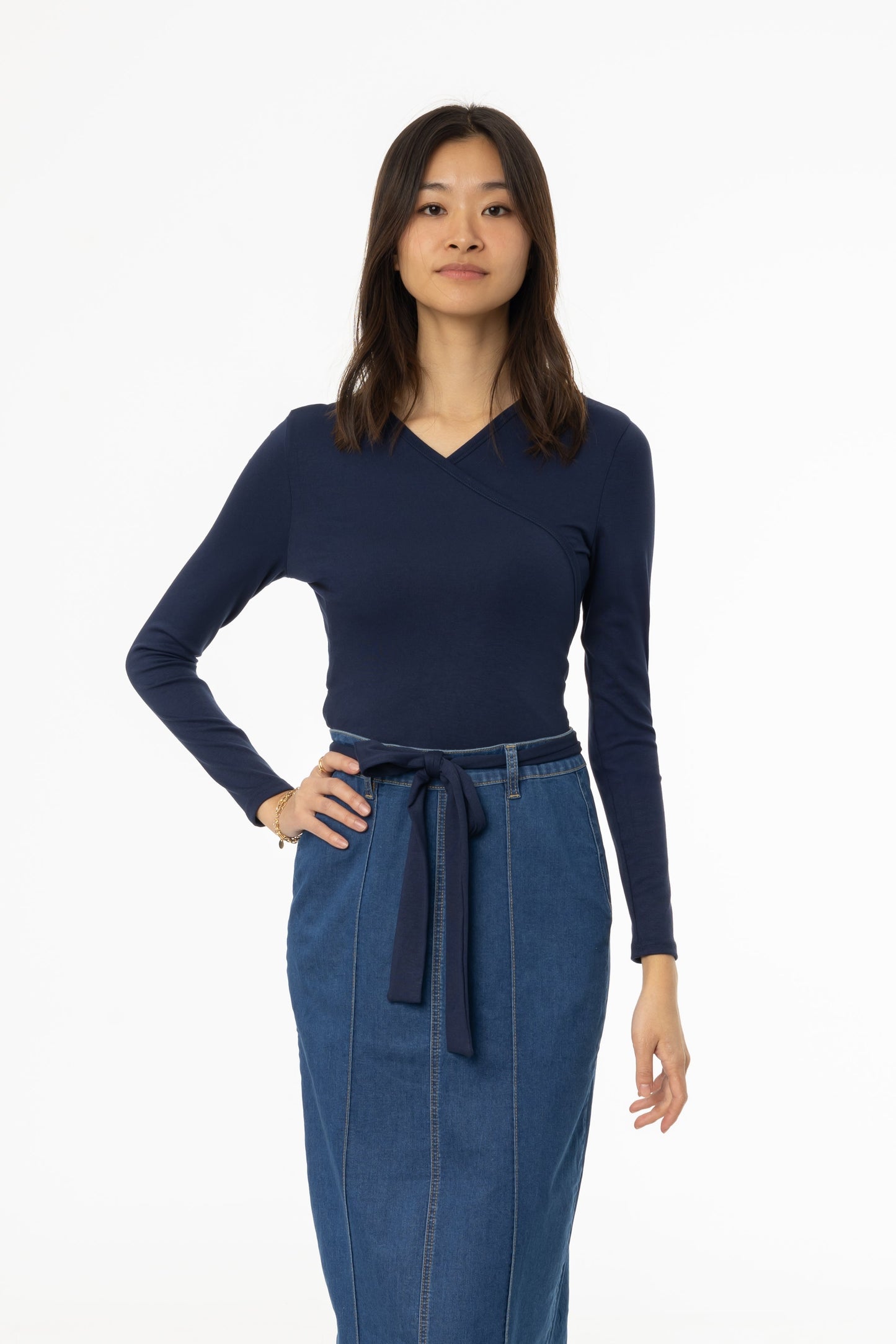 Navy Solid Wrap T-Shirt