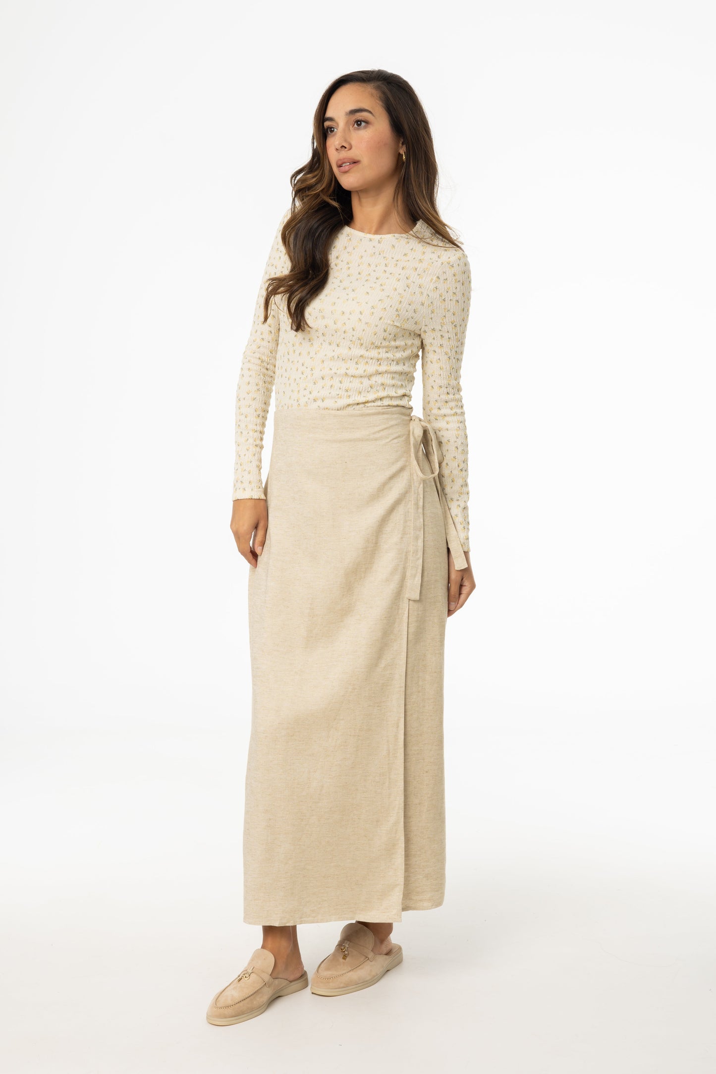 Oatmeal Linen Wrap Skirt