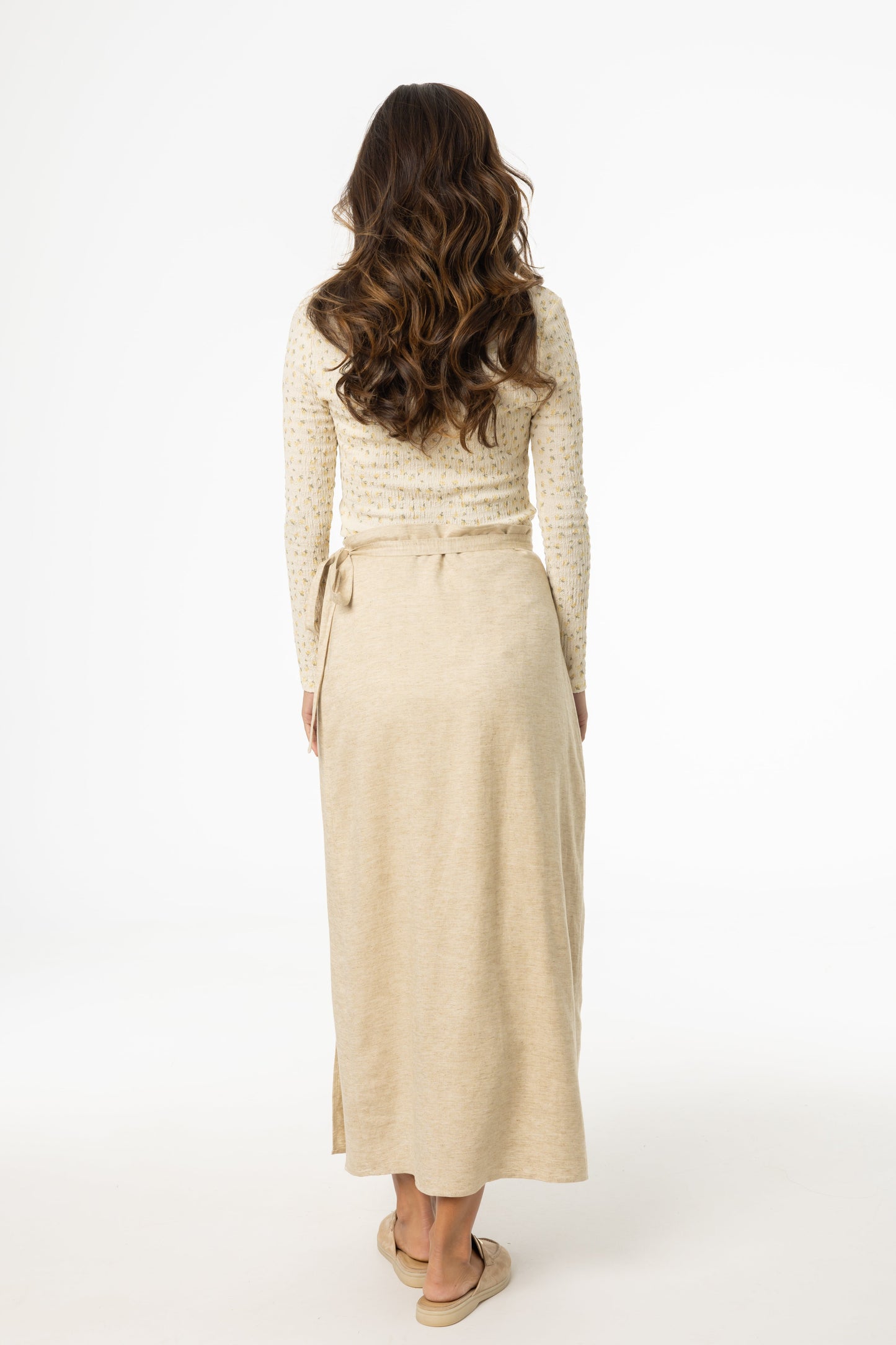 Oatmeal Linen Wrap Skirt