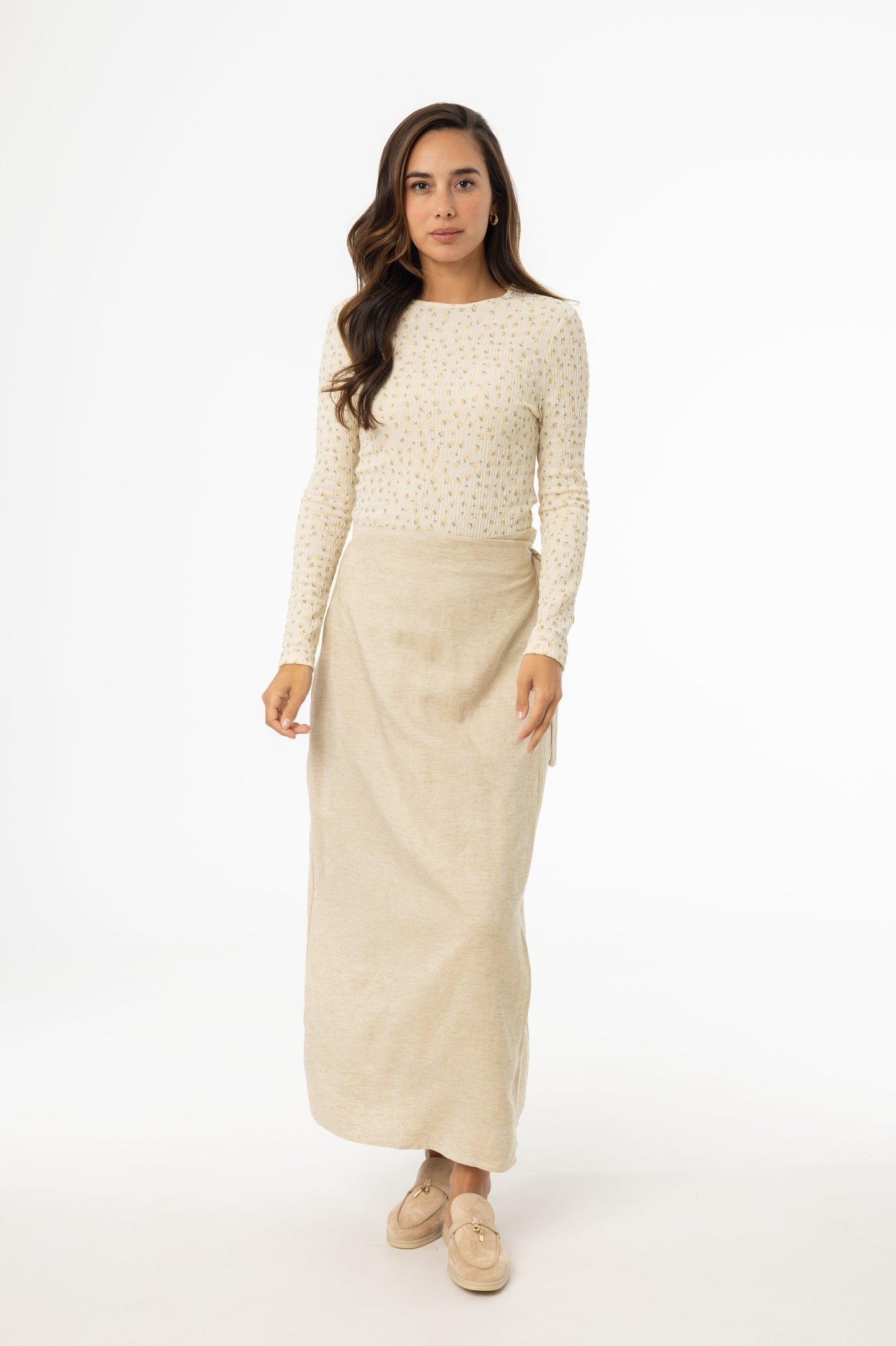 Oatmeal Linen Wrap Skirt