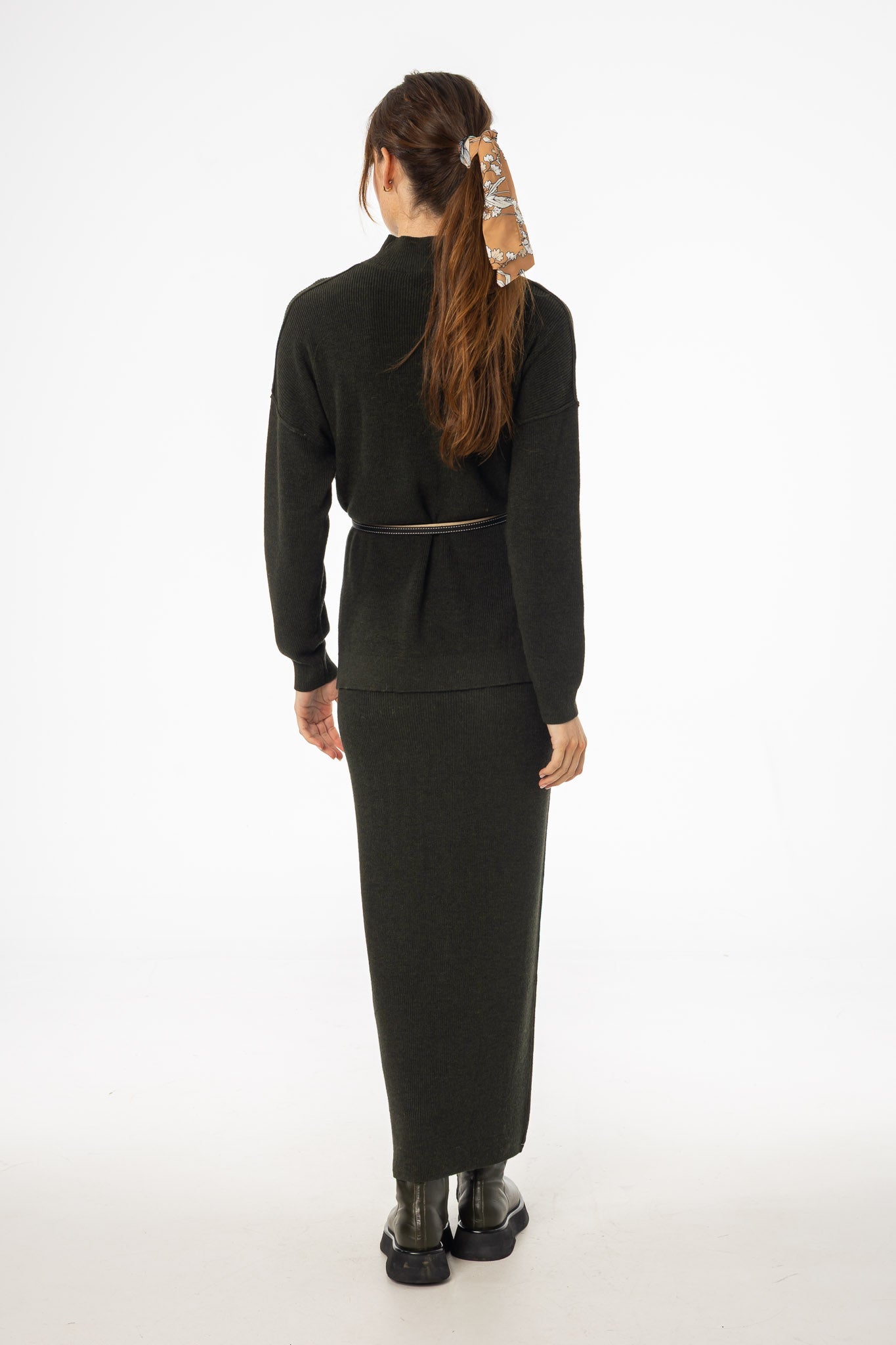 Olive Knit Maxi Skirt