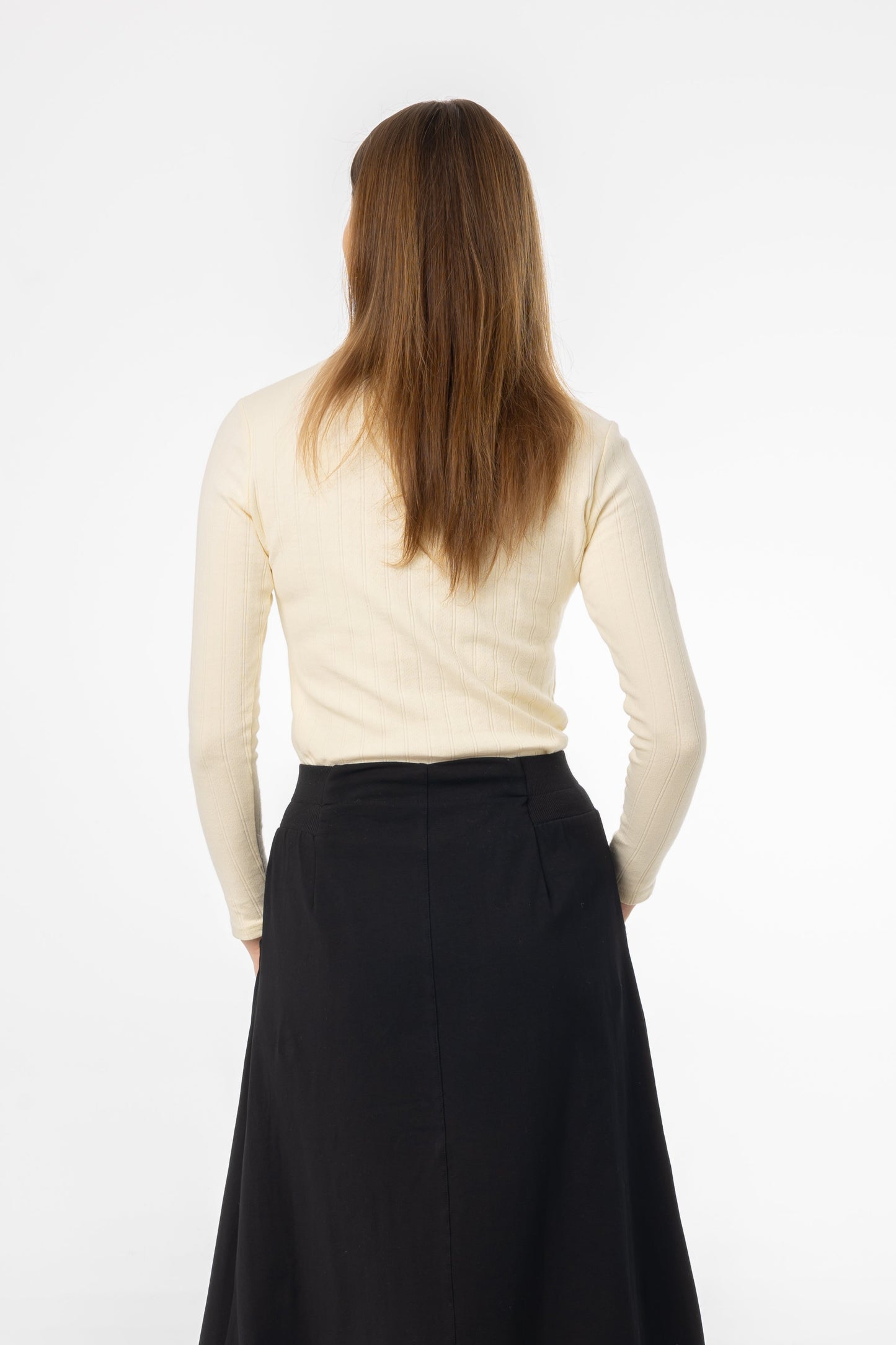Pale Yellow Pointelle Scalloped T-Shirt