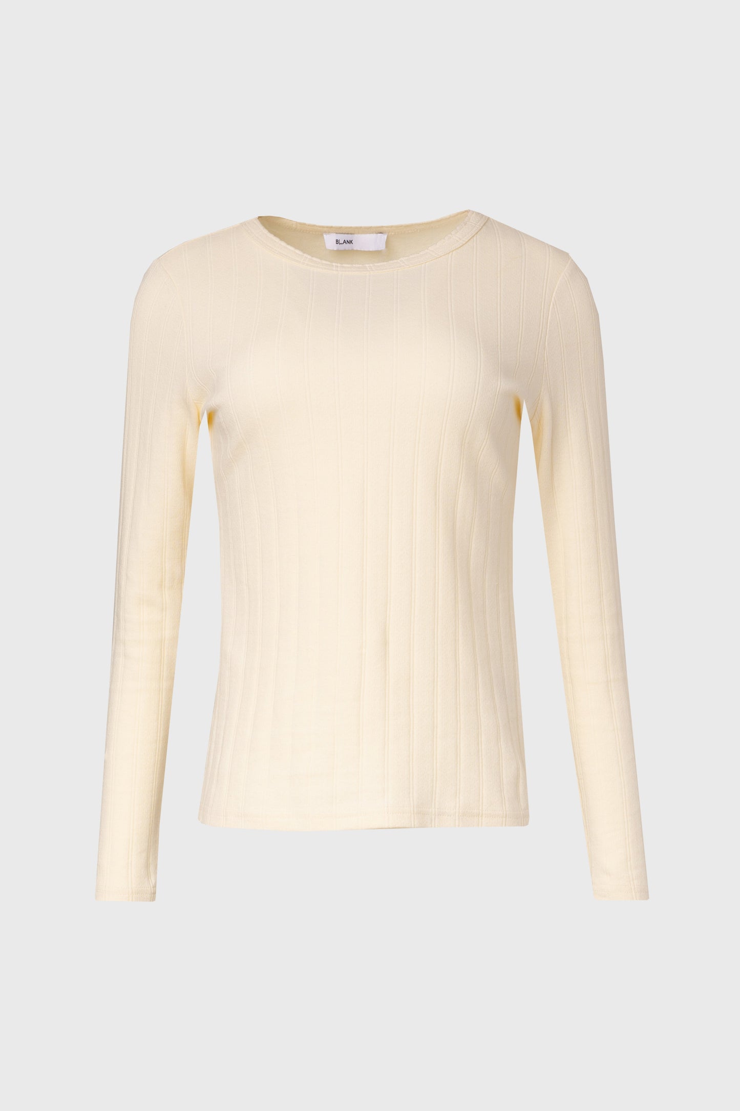 Pale Yellow Pointelle Scalloped T-Shirt