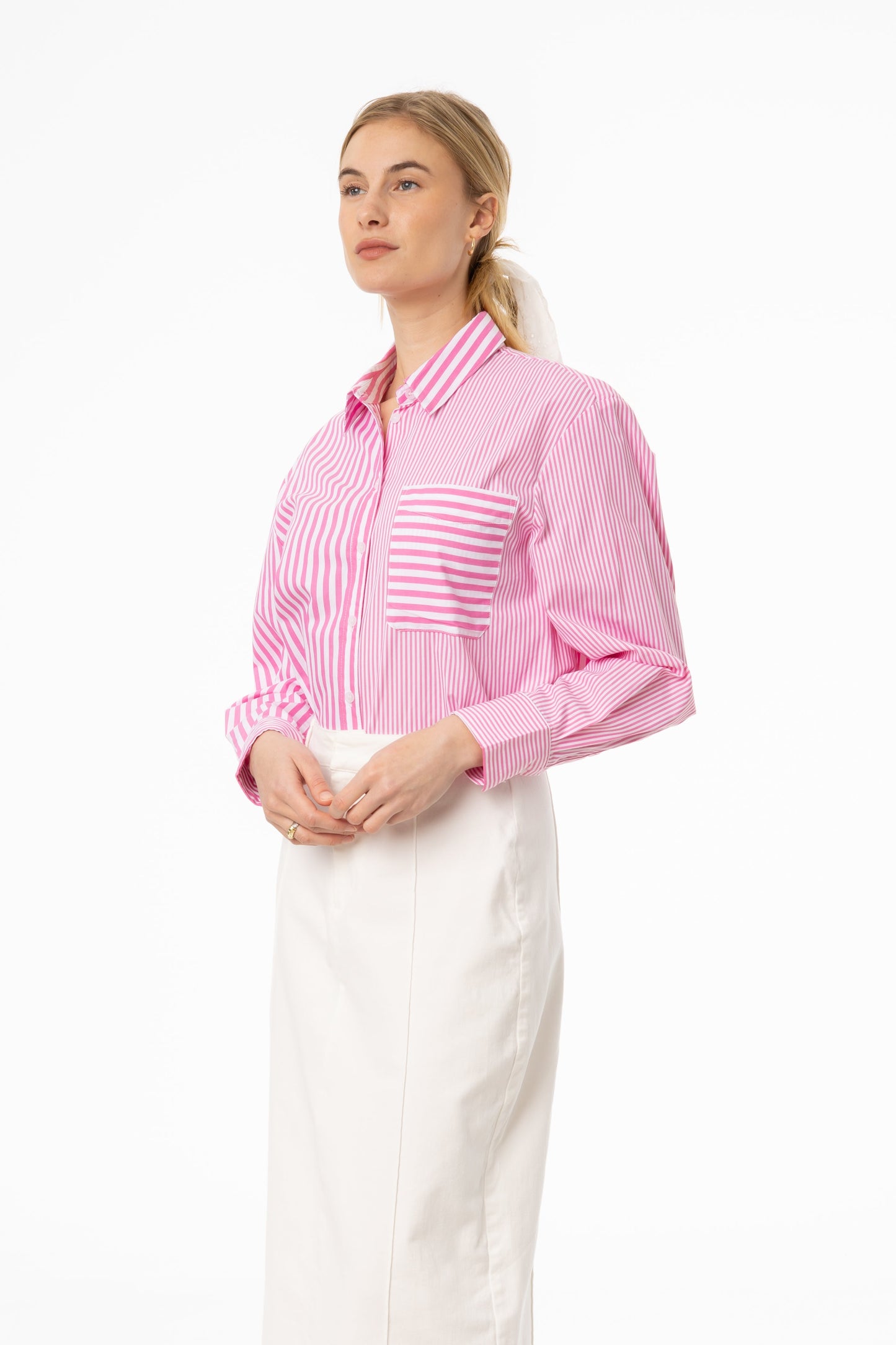 Pink Stripe Combo Blouse