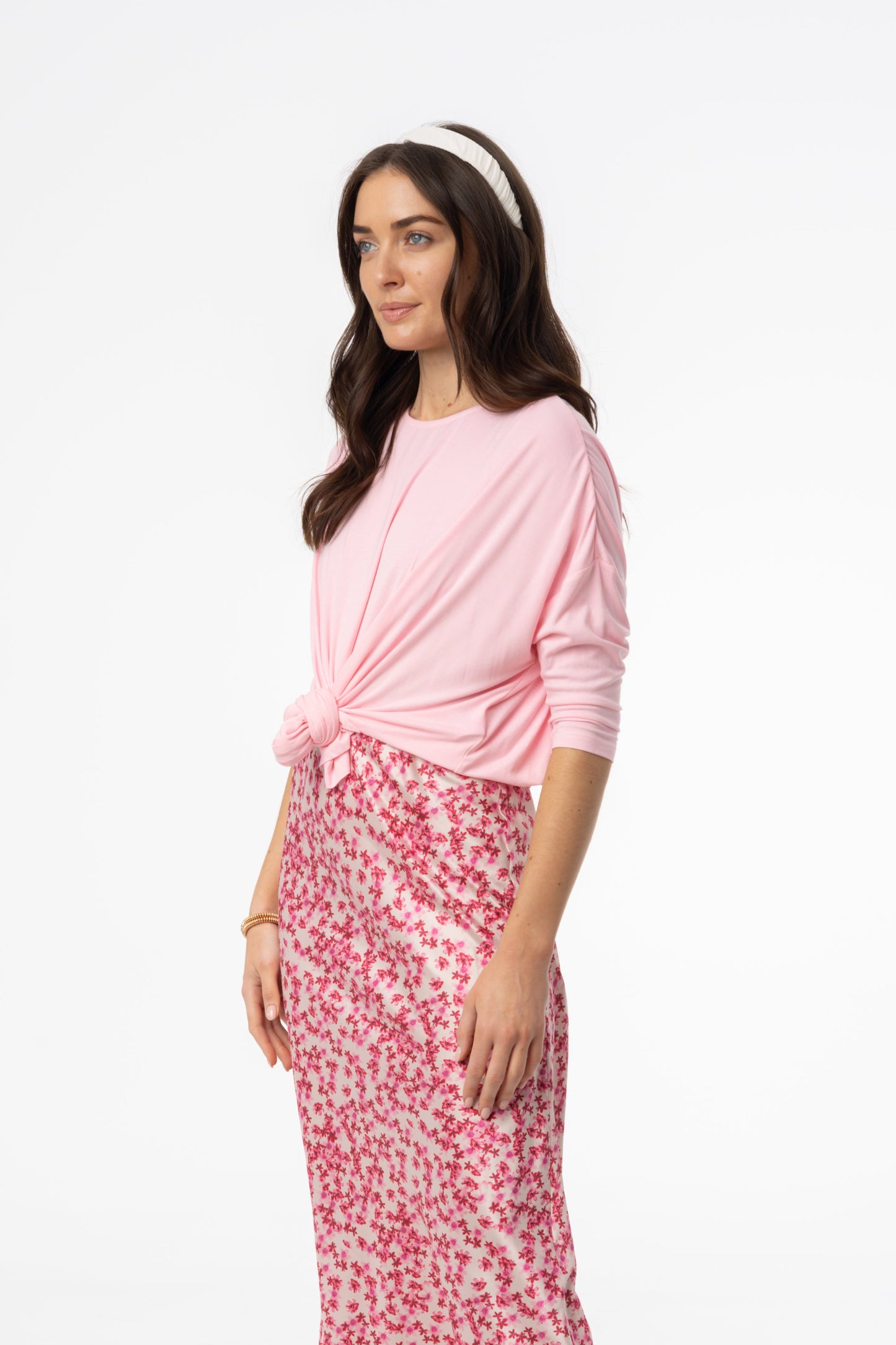 Pink Dolman Tie Knot Tee