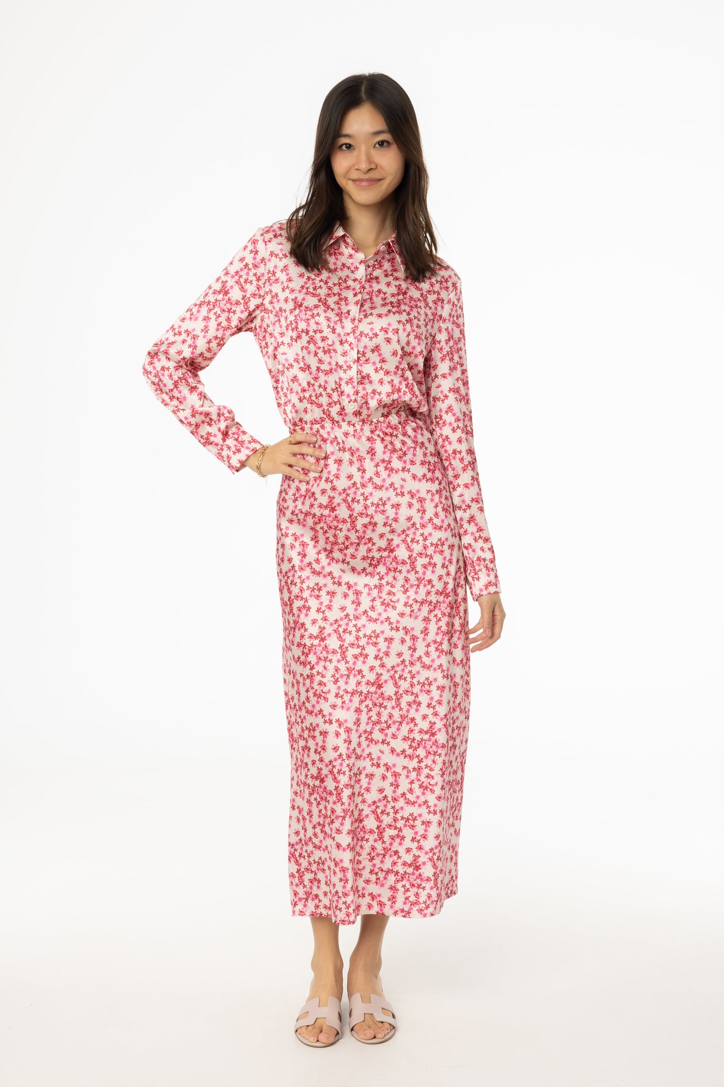 Pink Floral Printed Slip Skirt