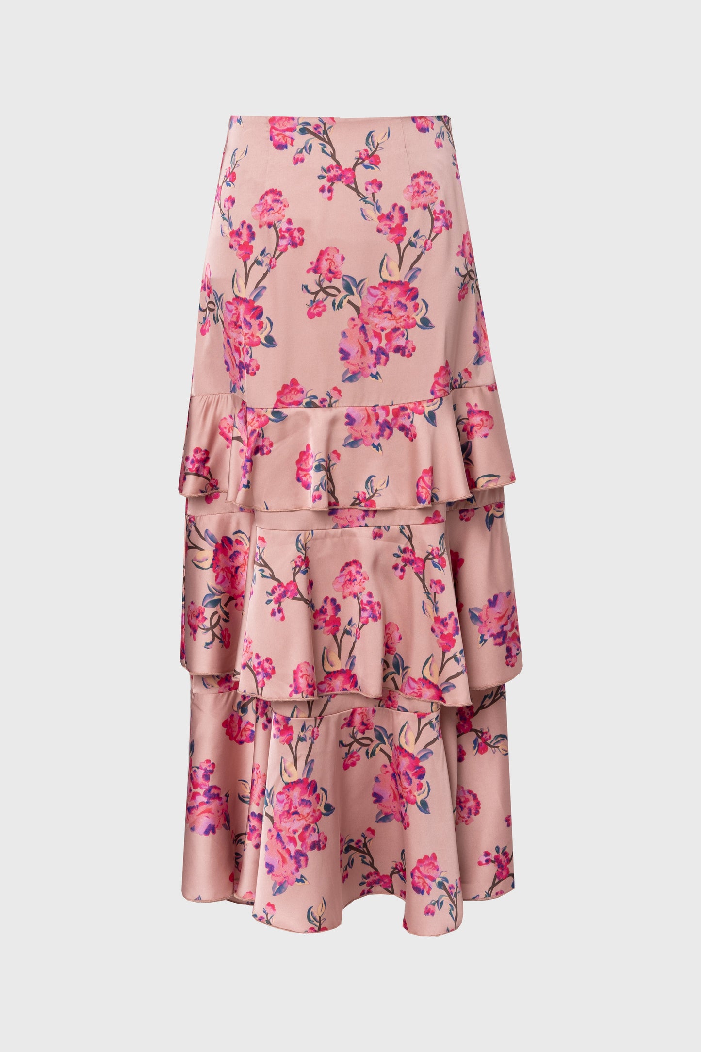 Pink Floral Ruffle Skirt