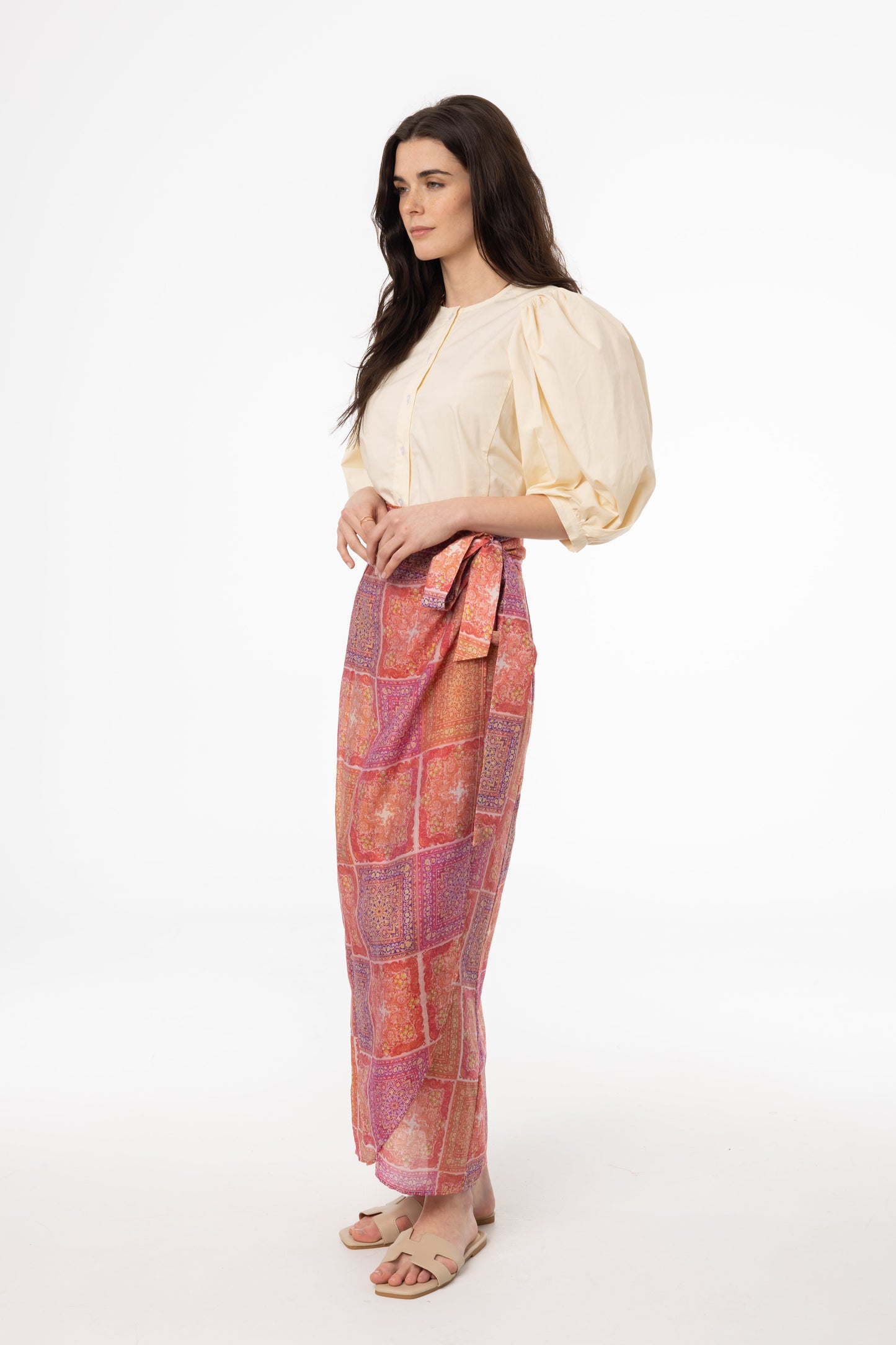 Pink Paisley Printed Wrap Skirt