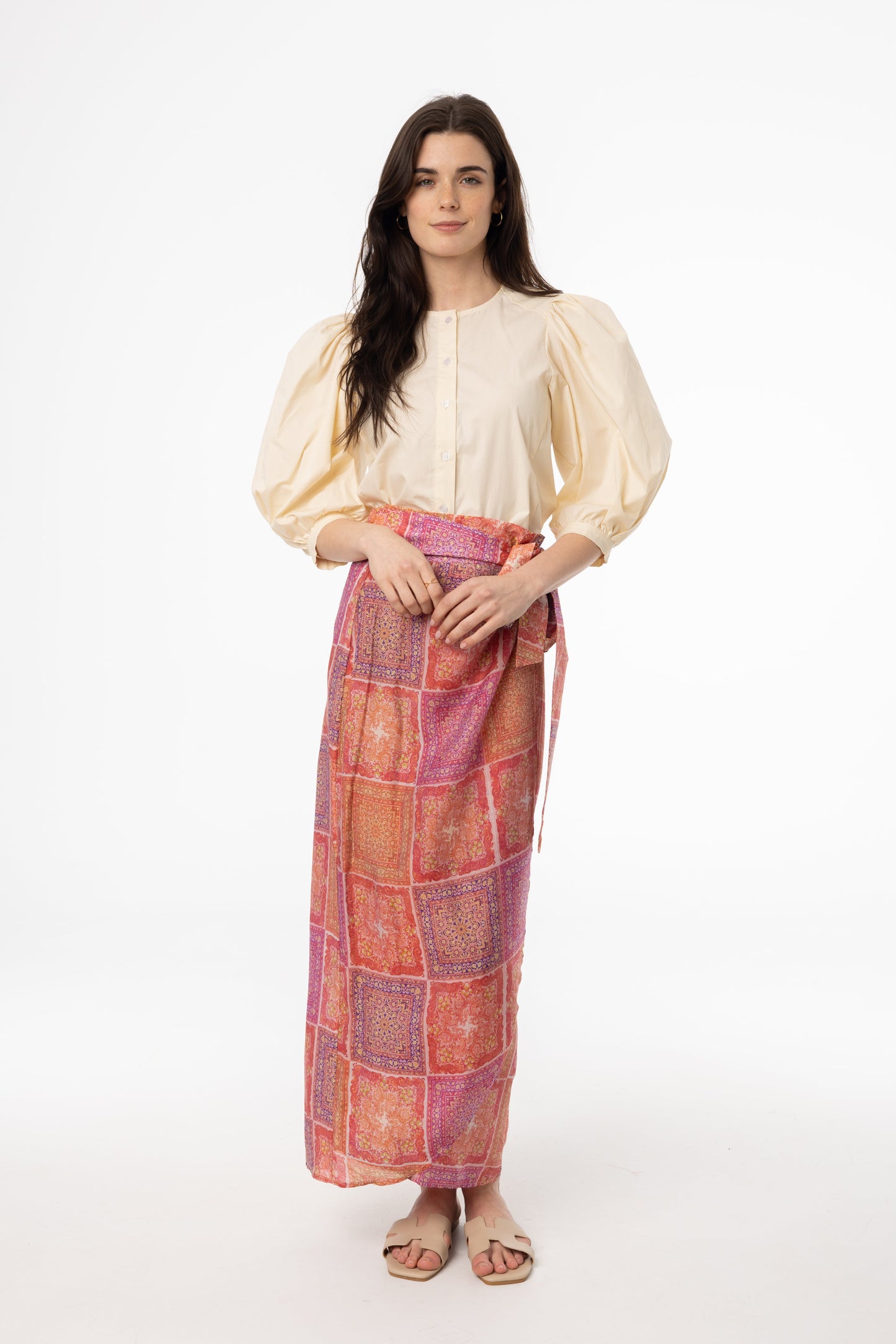 Pink Paisley Printed Wrap Skirt