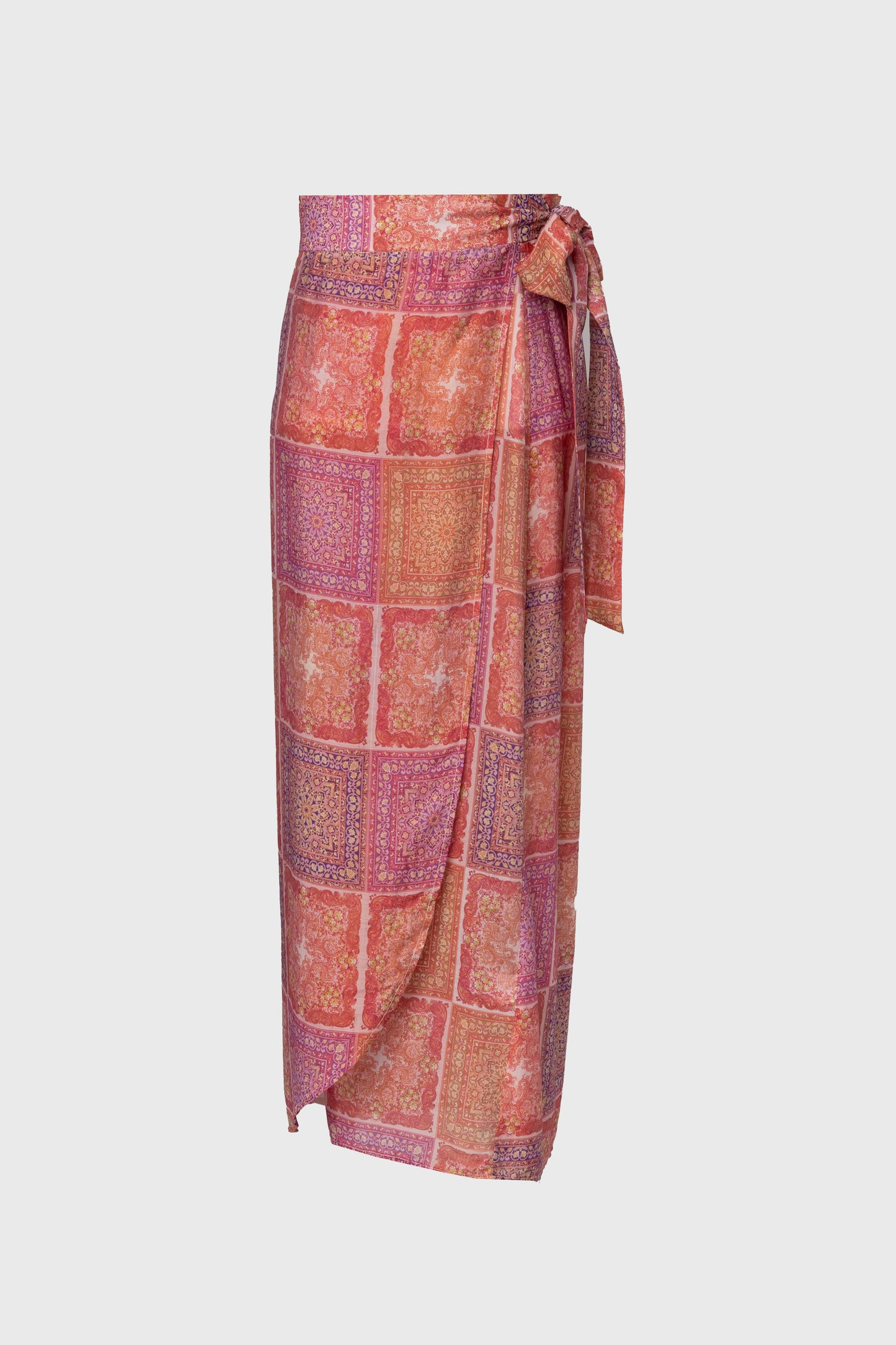 Pink Paisley Printed Wrap Skirt