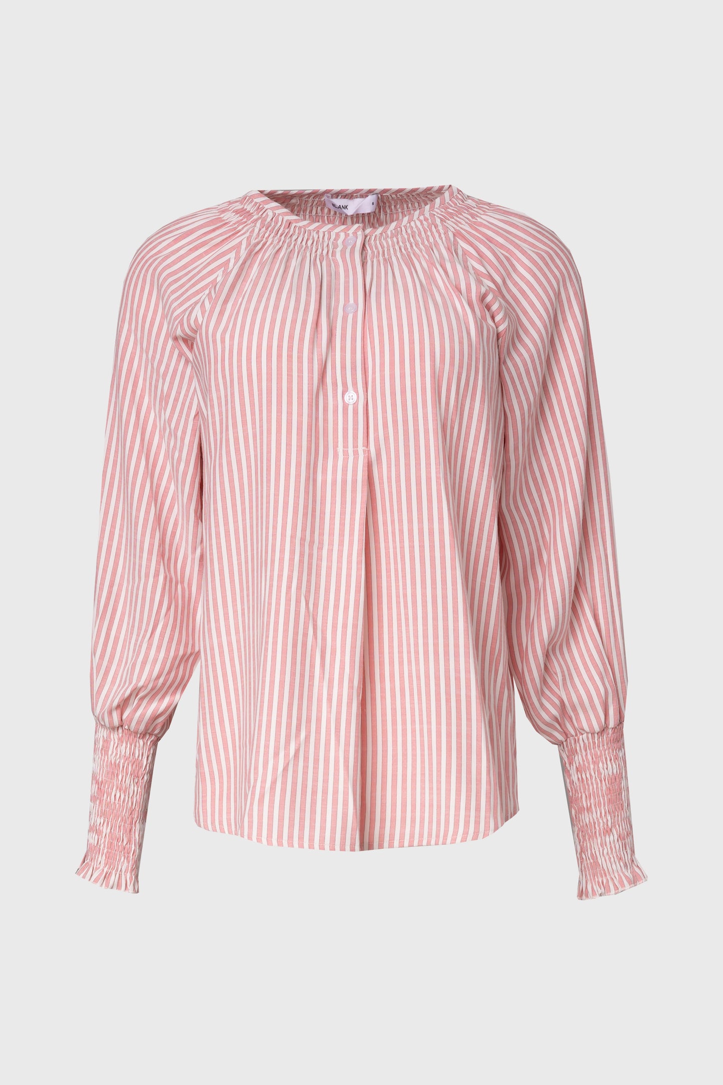 Pink Striped Smocked Raglan Sleeve Shirt