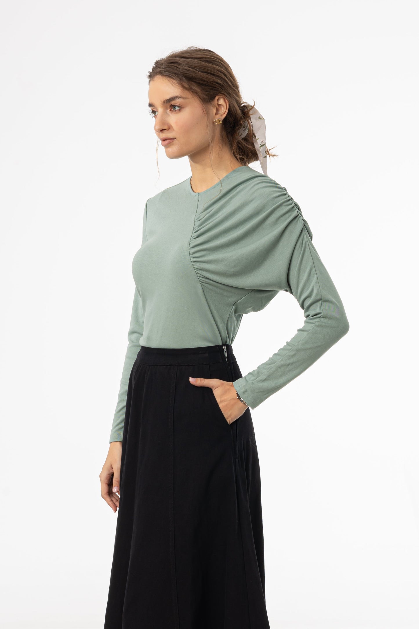 Seafoam Side Ruched Top