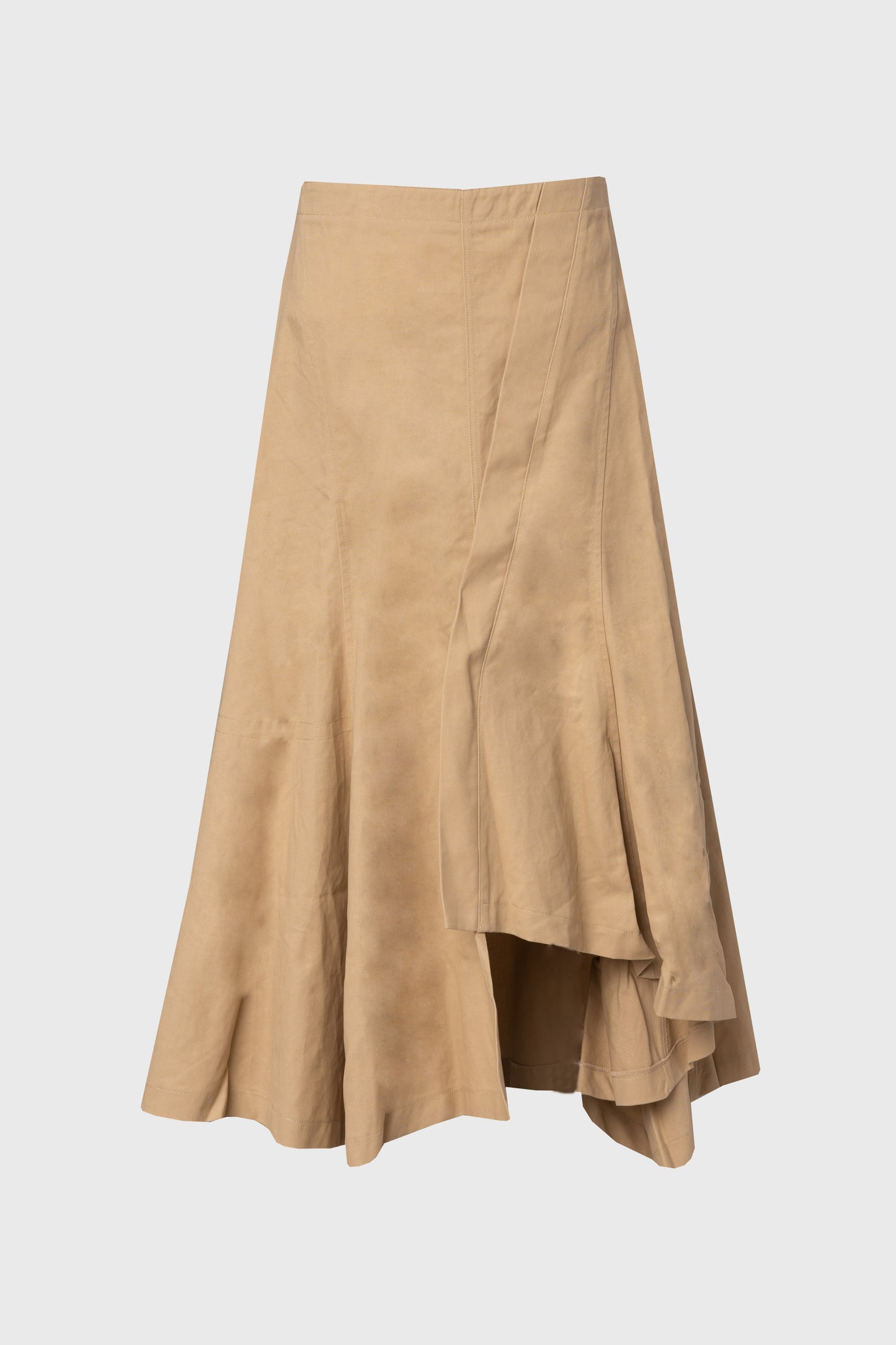 Beige Asymmetrical Maxi Skirt