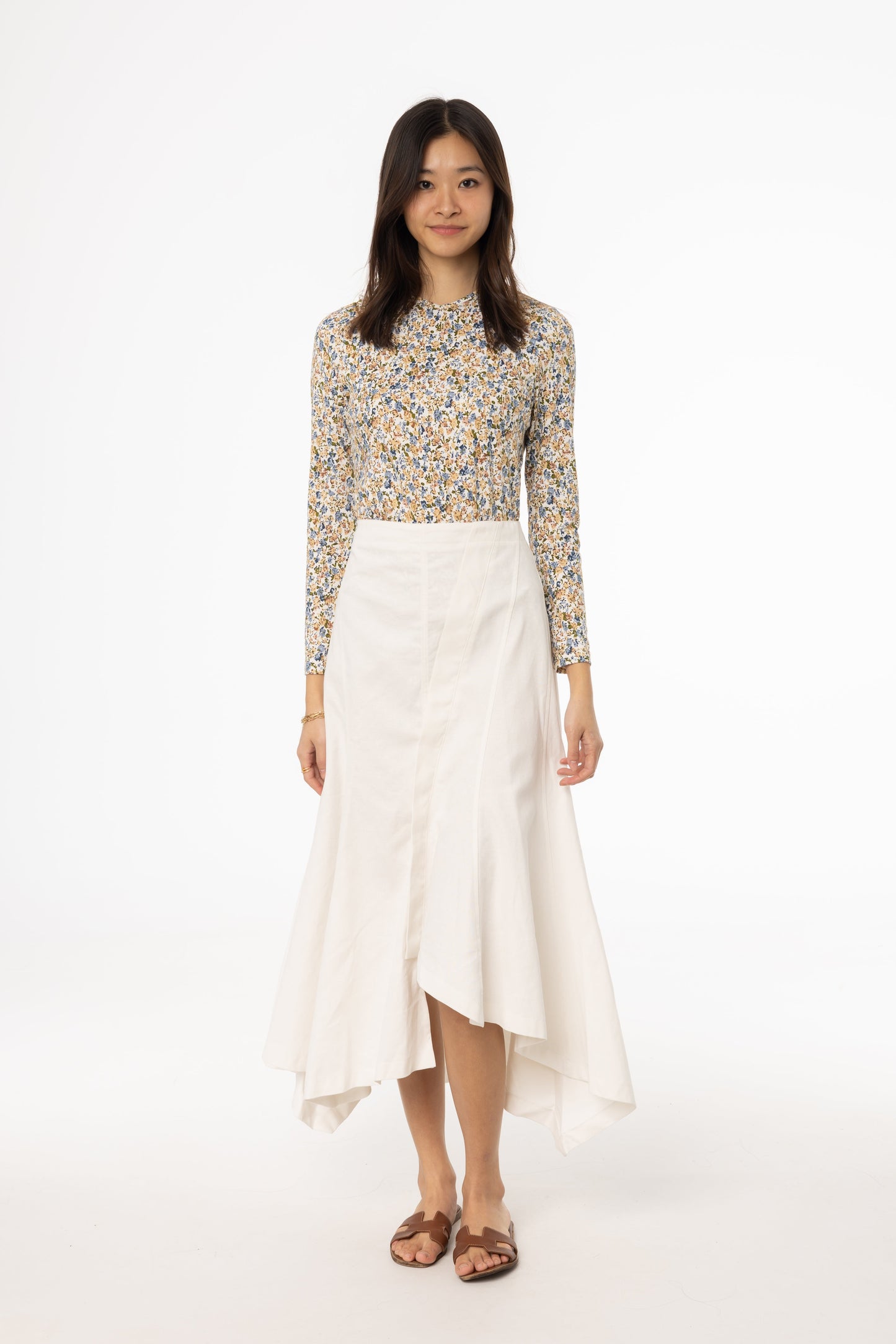 White Asymmetrical Maxi Skirt