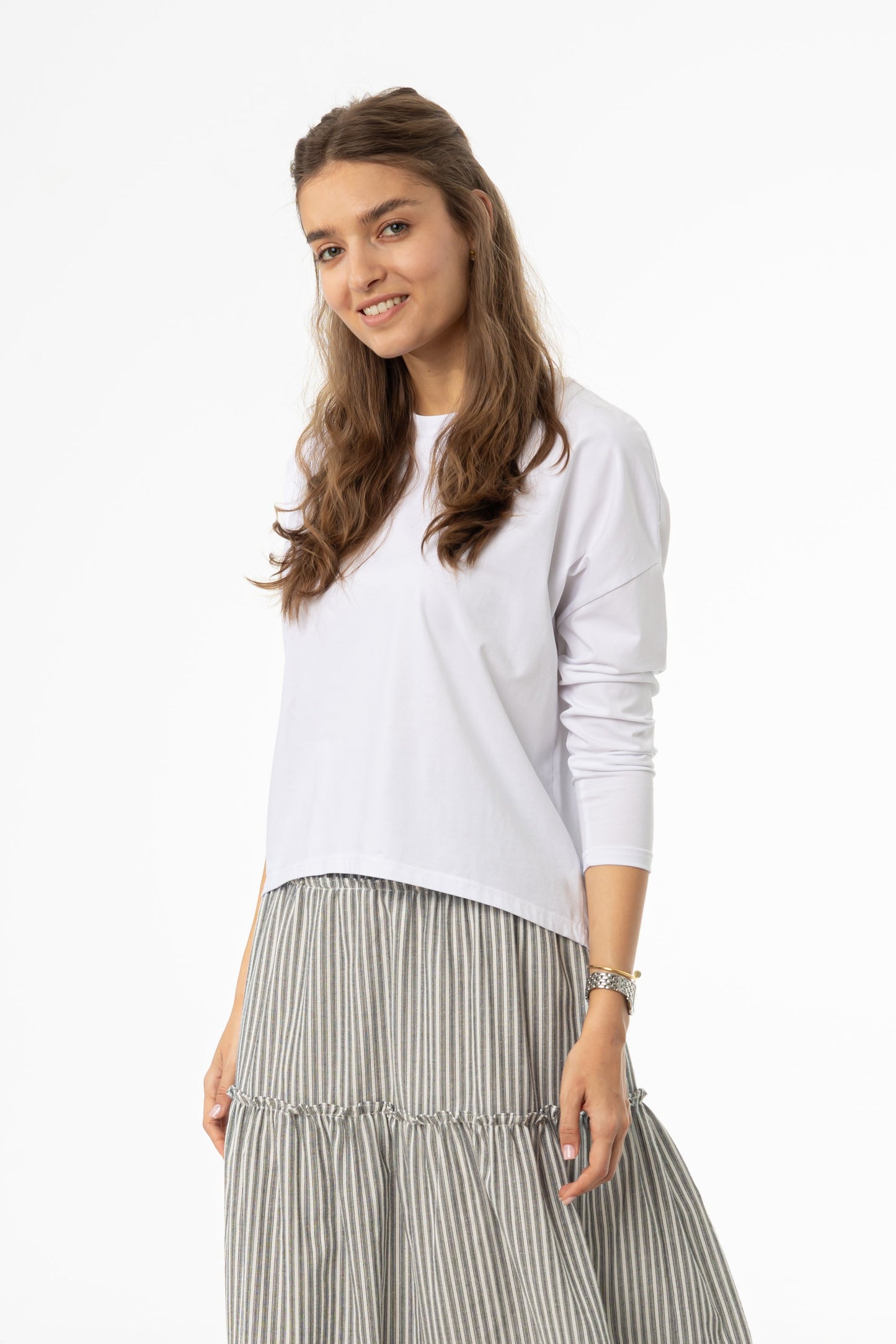 White Dolman Long Sleeve T-Shirt