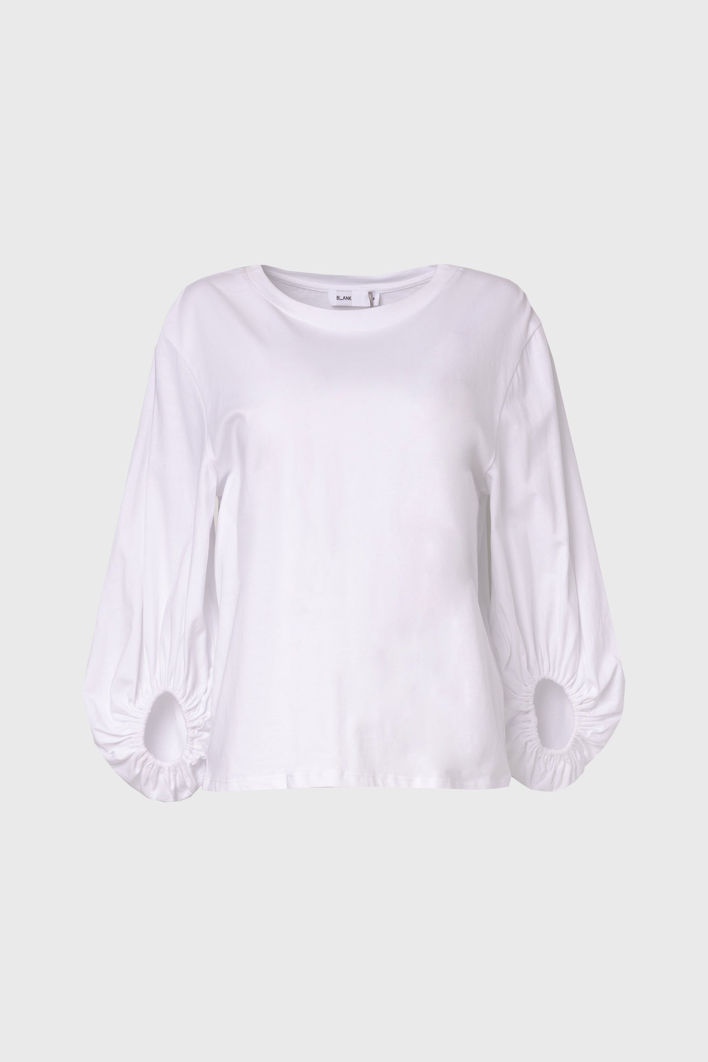 White Gathered Sleeve T-Shirt