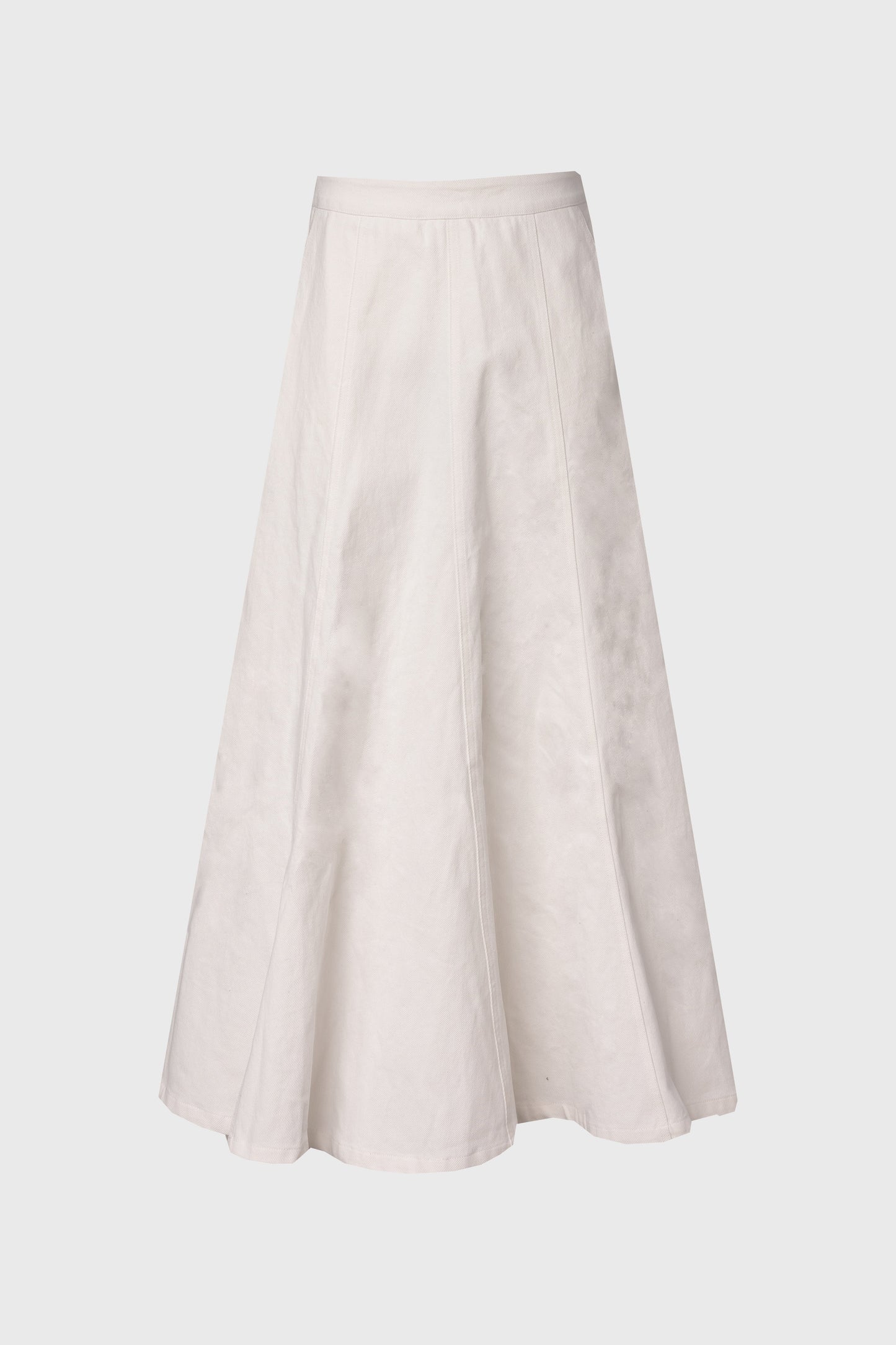 White Flare Panel Denim Skirt