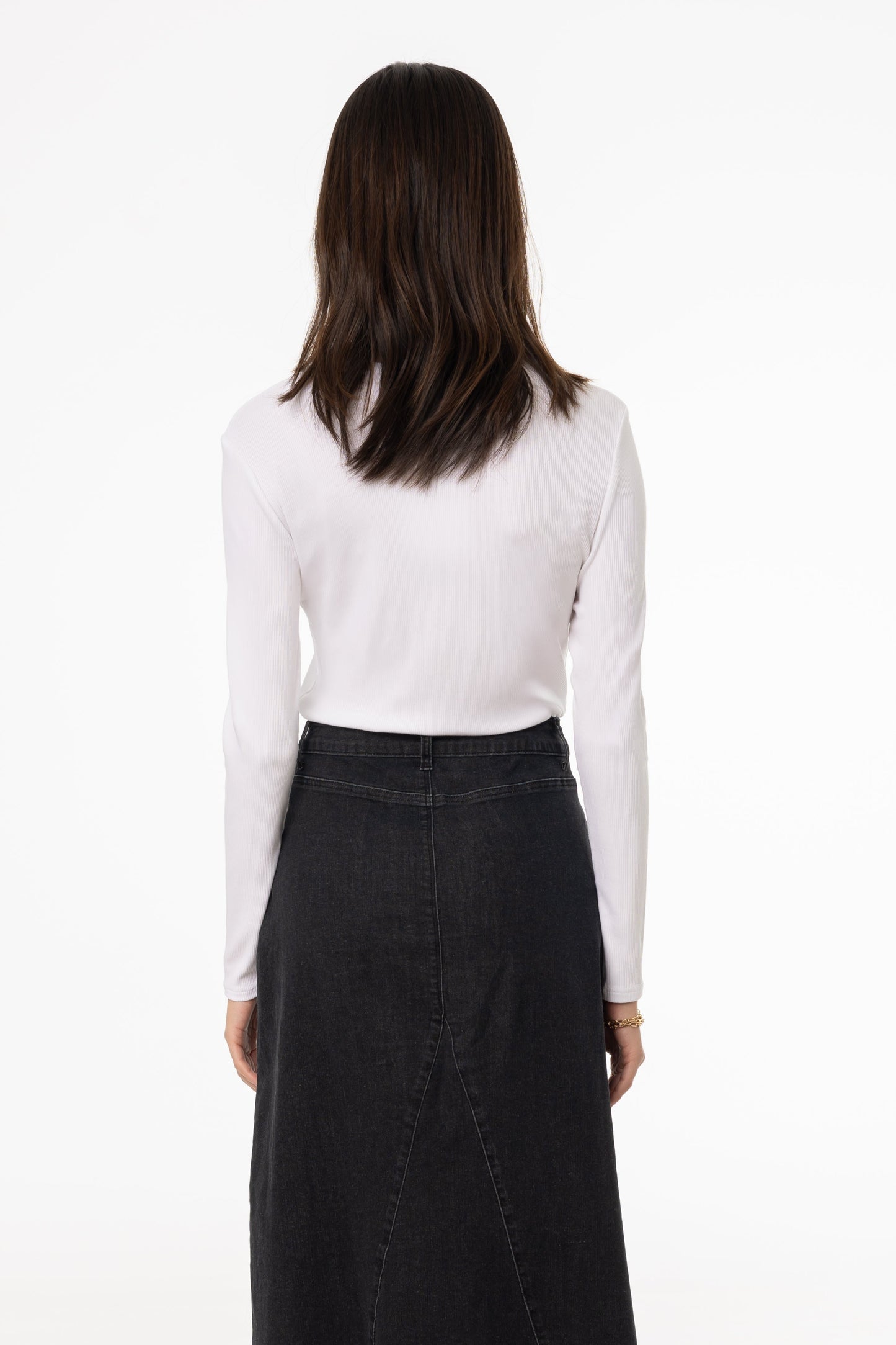 White Ribbed Faux Wrap Tee