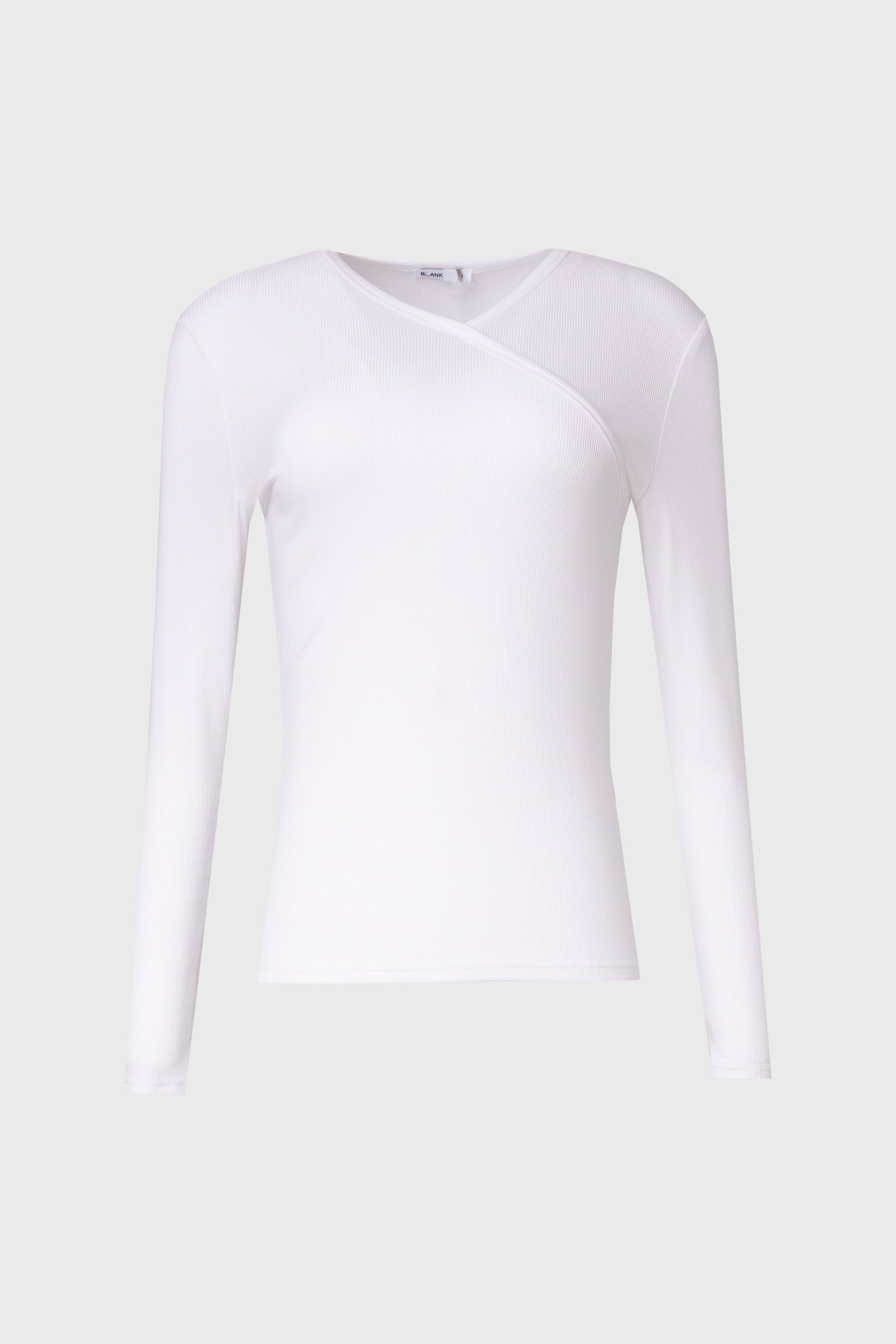 White Ribbed Faux Wrap Tee