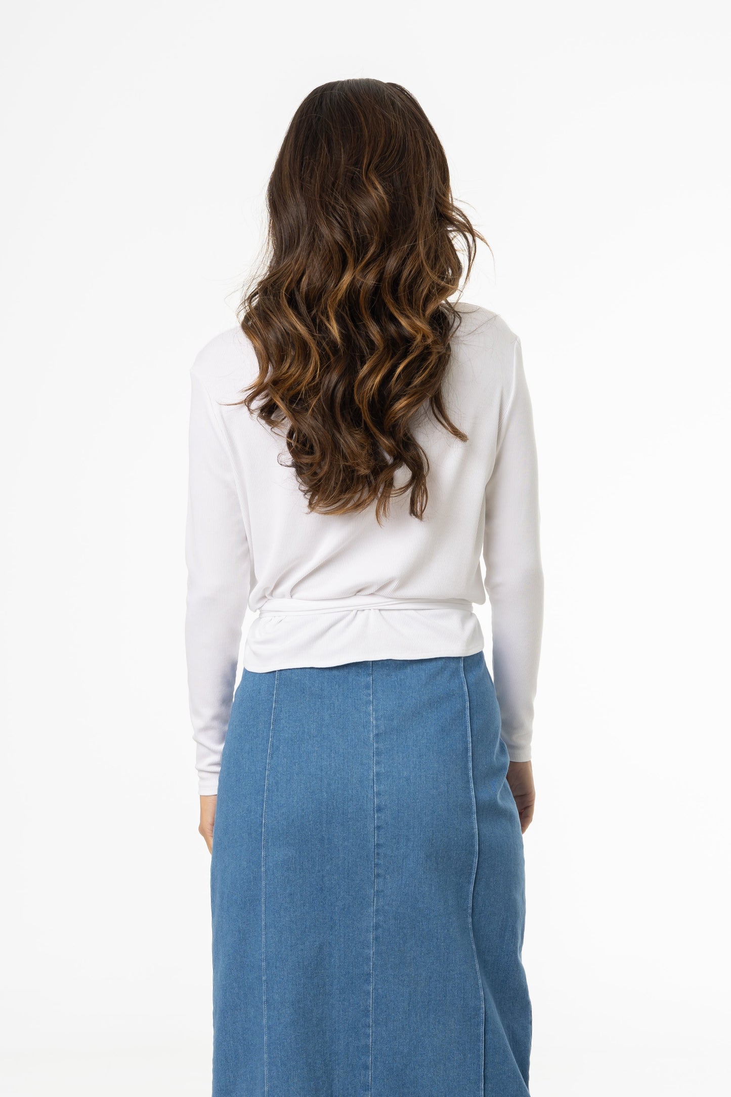 White Ribbed Tie T-Shirt