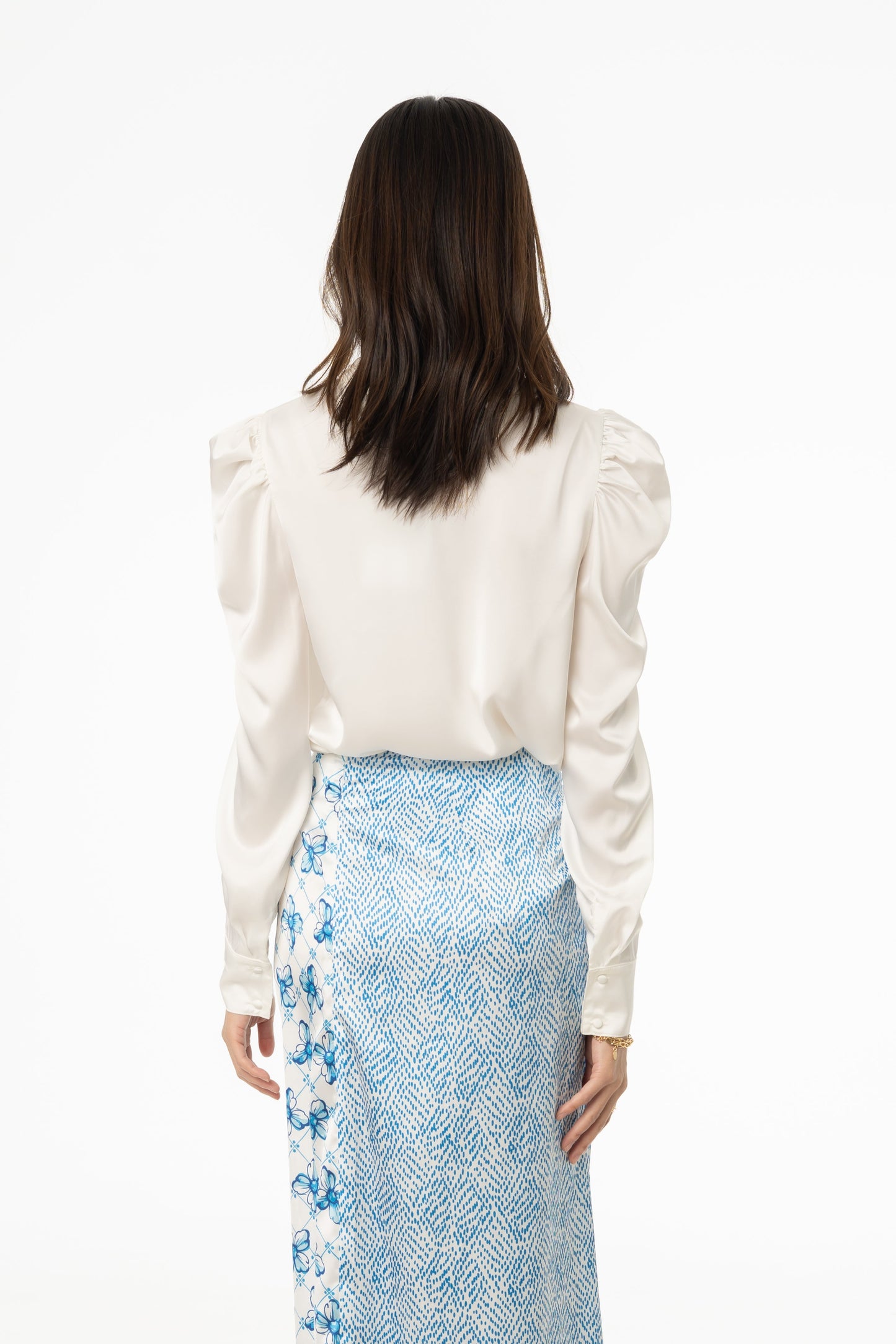 White Puff Sleeve Silky Blouse
