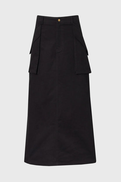 Black Pocket Cargo Skirt