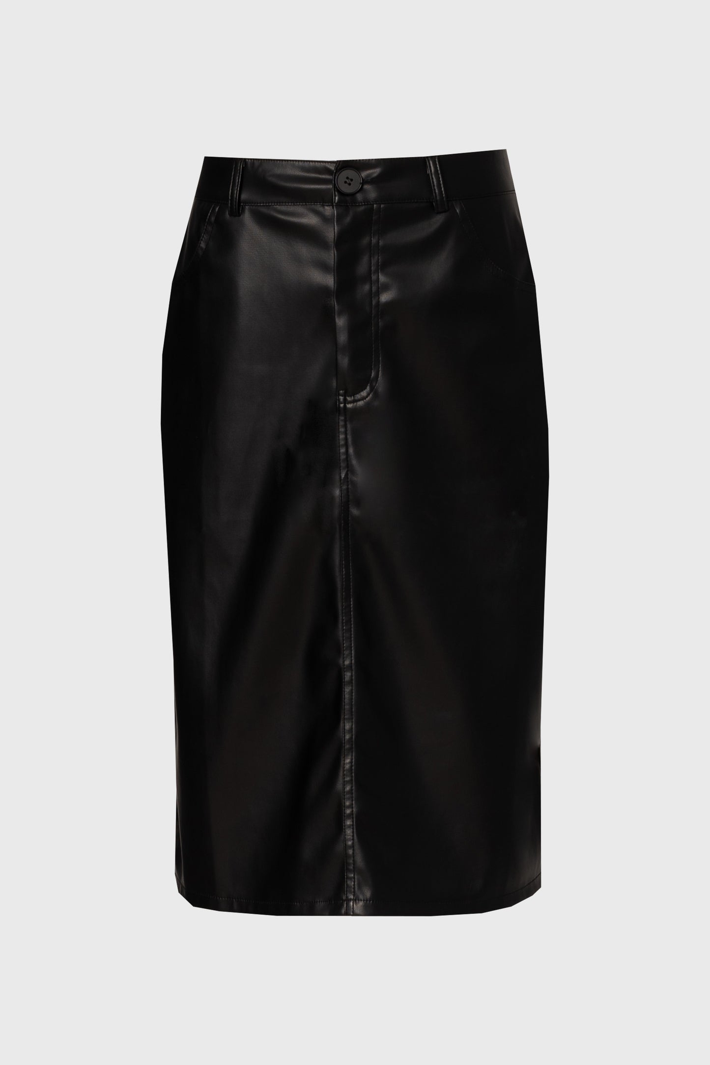 Black Vegan Leather Pencil Skirt