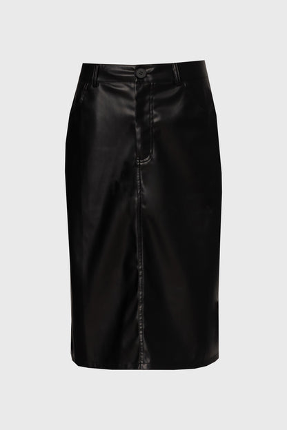 Black Vegan Leather Pencil Skirt