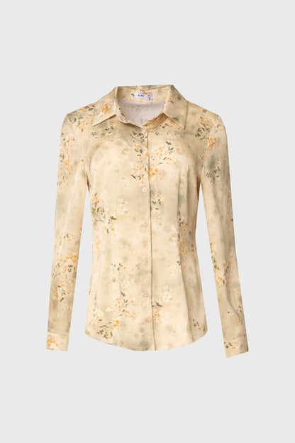 Beige Floral Printed Blouse