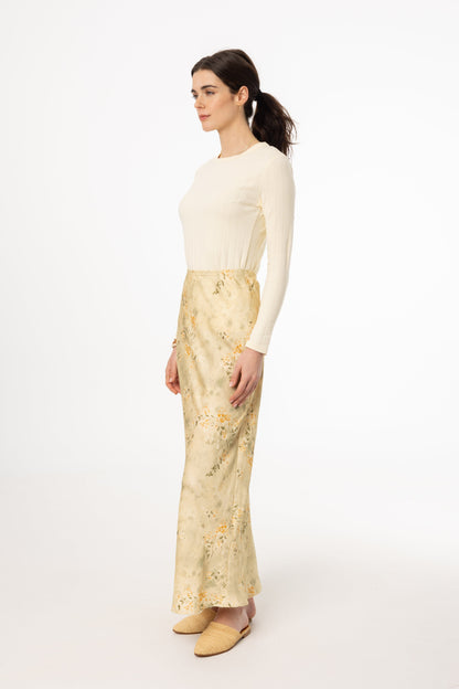Beige Floral Printed Skirt