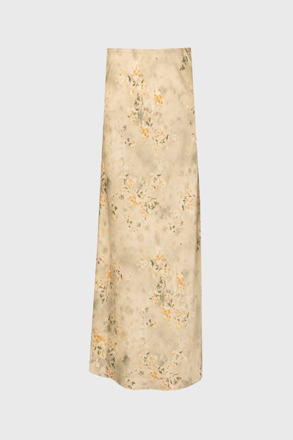 Beige Floral Printed Skirt