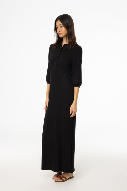 Black 3/4 Sleeve Maxi Dress