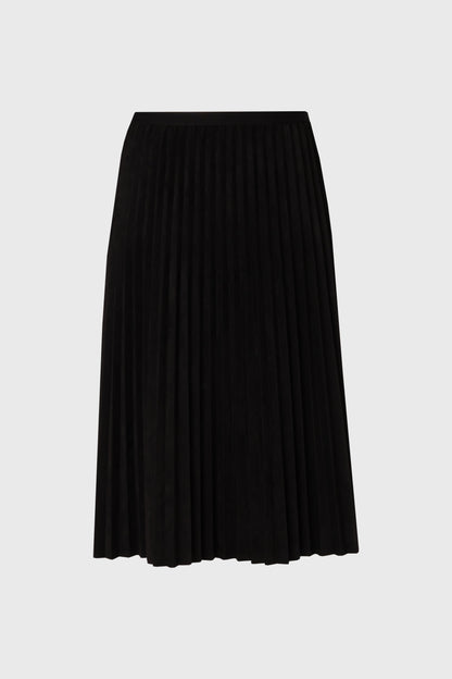 Black Accordion Microsuede Skirt