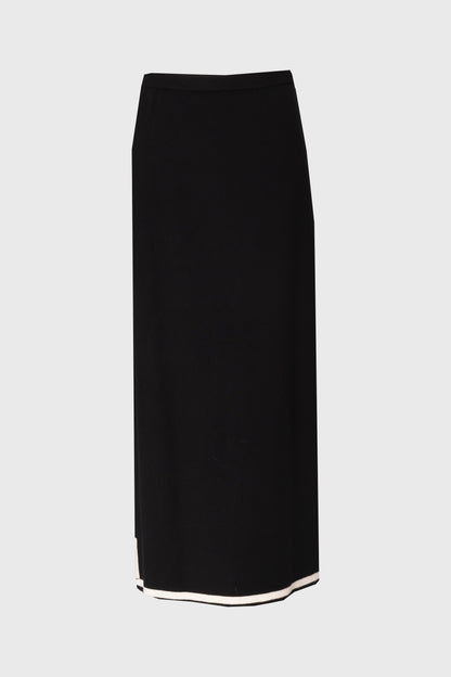 Black Contrast Trim Knit Skirt