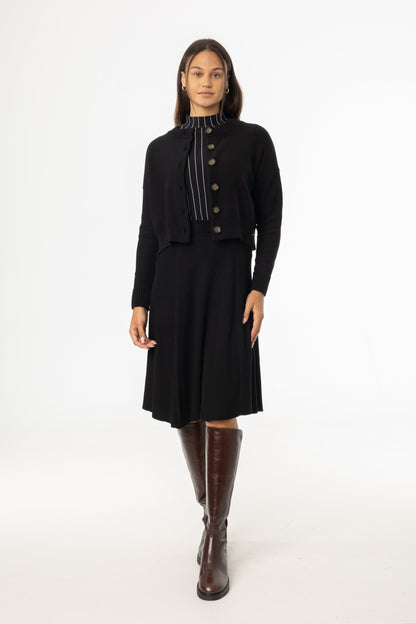 Black Basic Ribbed Knit Skirt