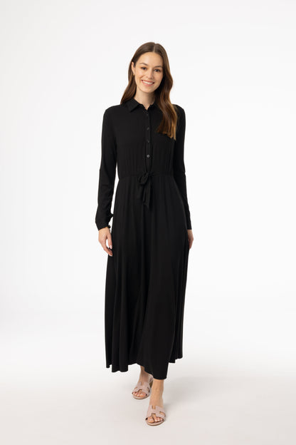 Black Button Maxi Dress