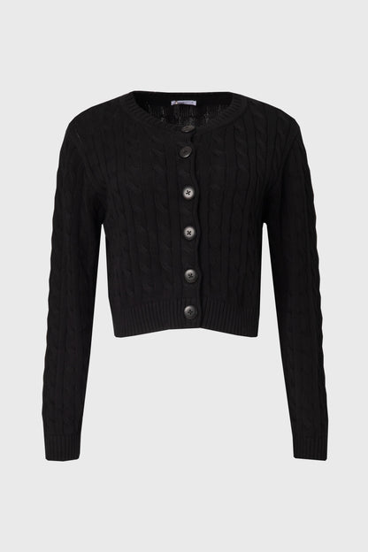 Black Cable Knit Cardigan
