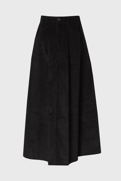 Black Cargo Corduroy Maxi Skirt