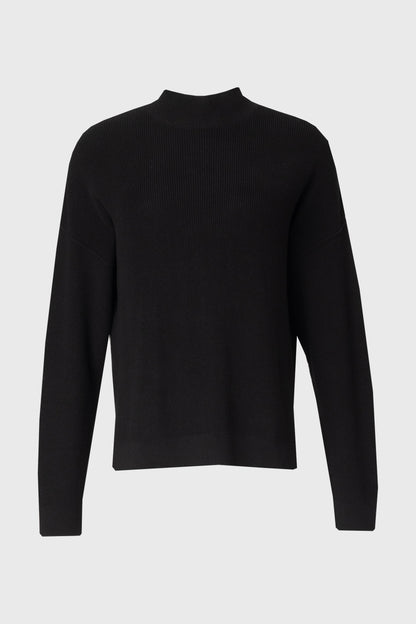 Black Drop Shoulder Knit Sweater