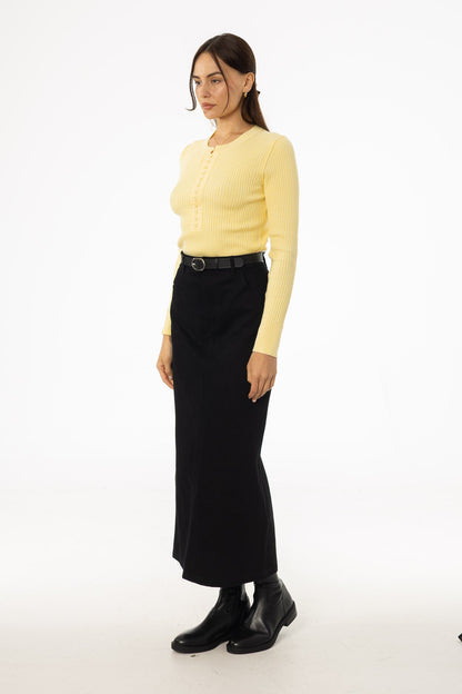 Black Everyday Denim Skirt