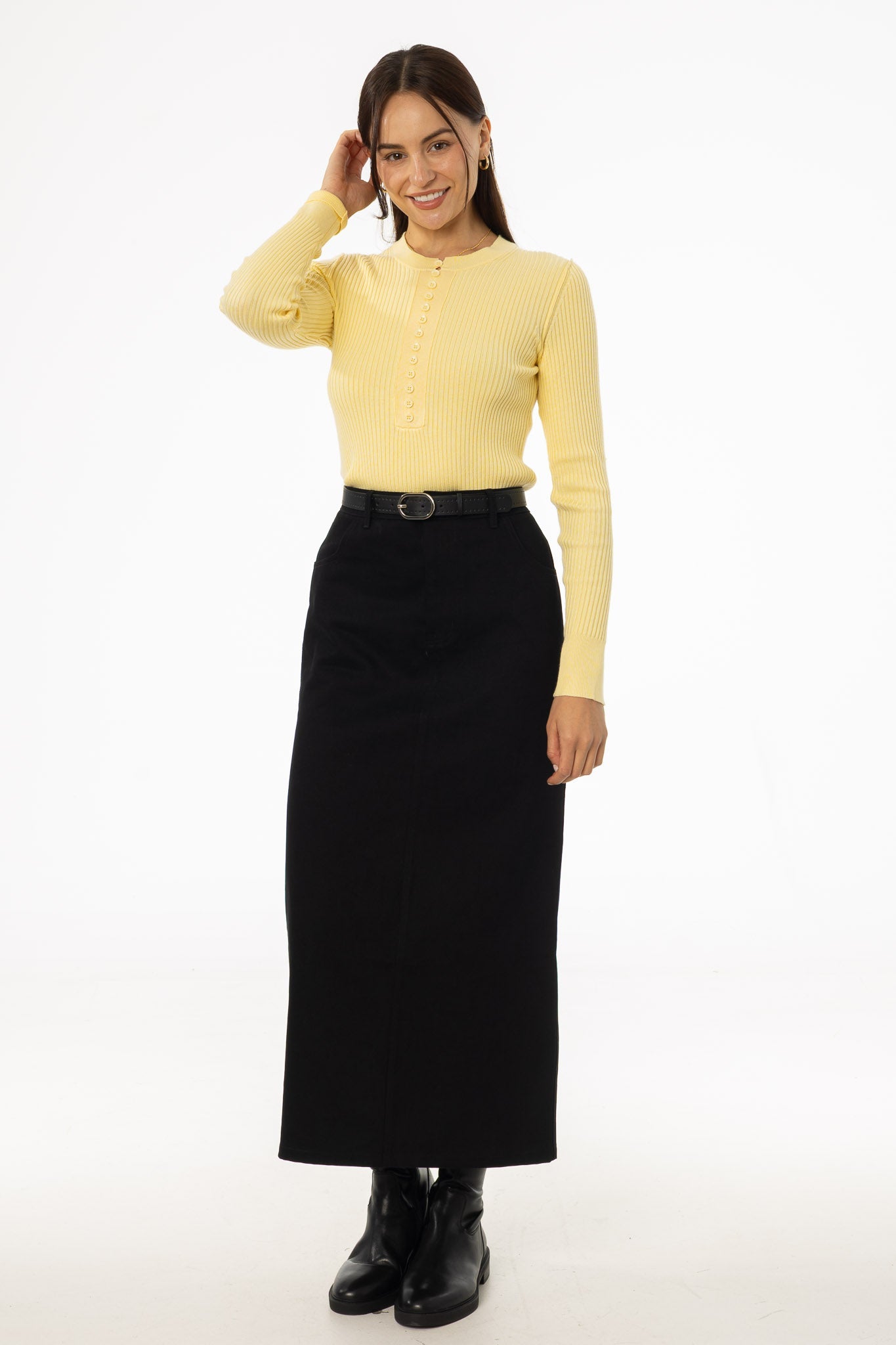 Black Everyday Denim Skirt